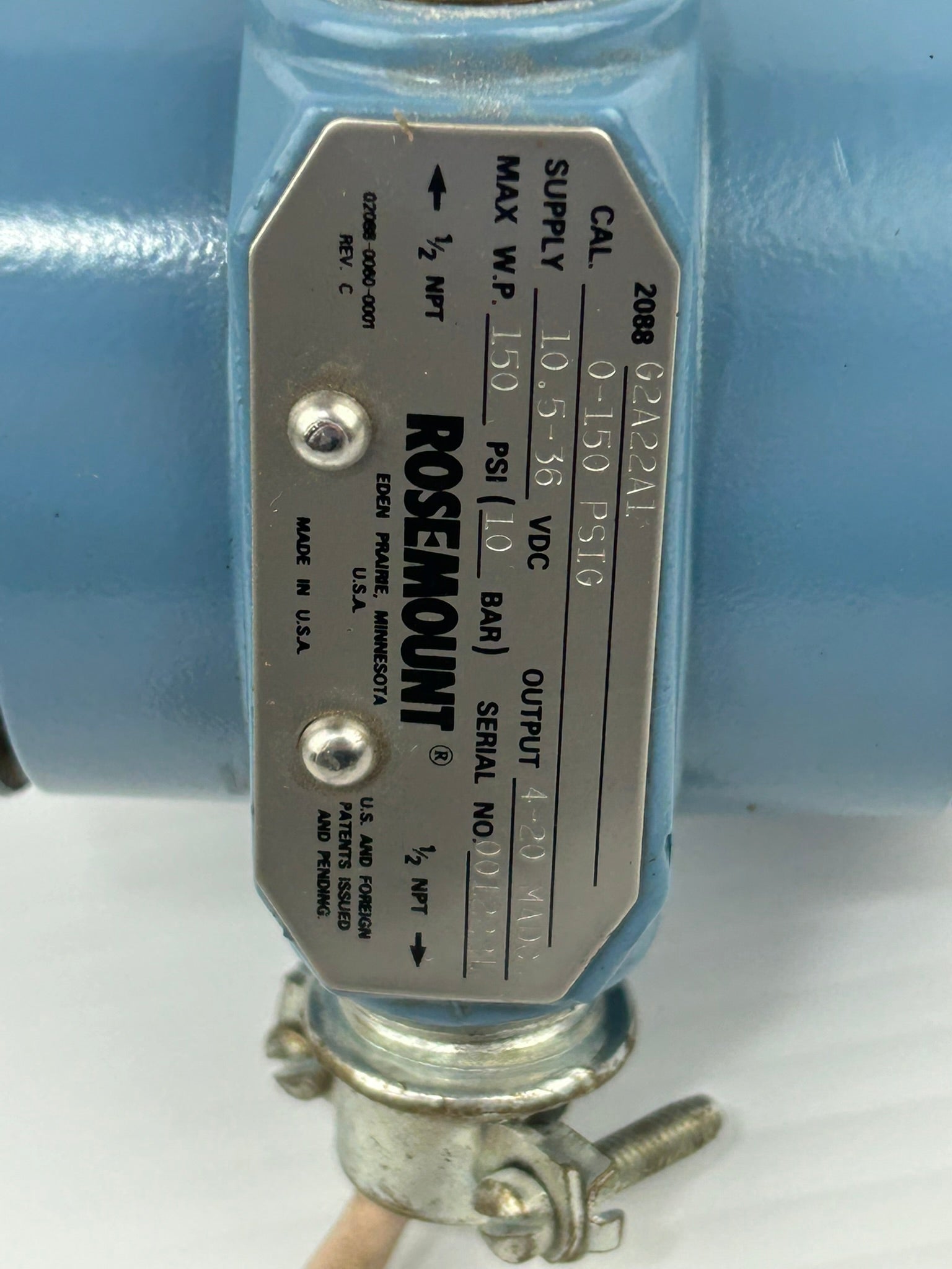 Rosemount 2088G2A22A1 Pressure Transmitter 0-150 PSIG 10.5-36 VDC 4-20 MADC