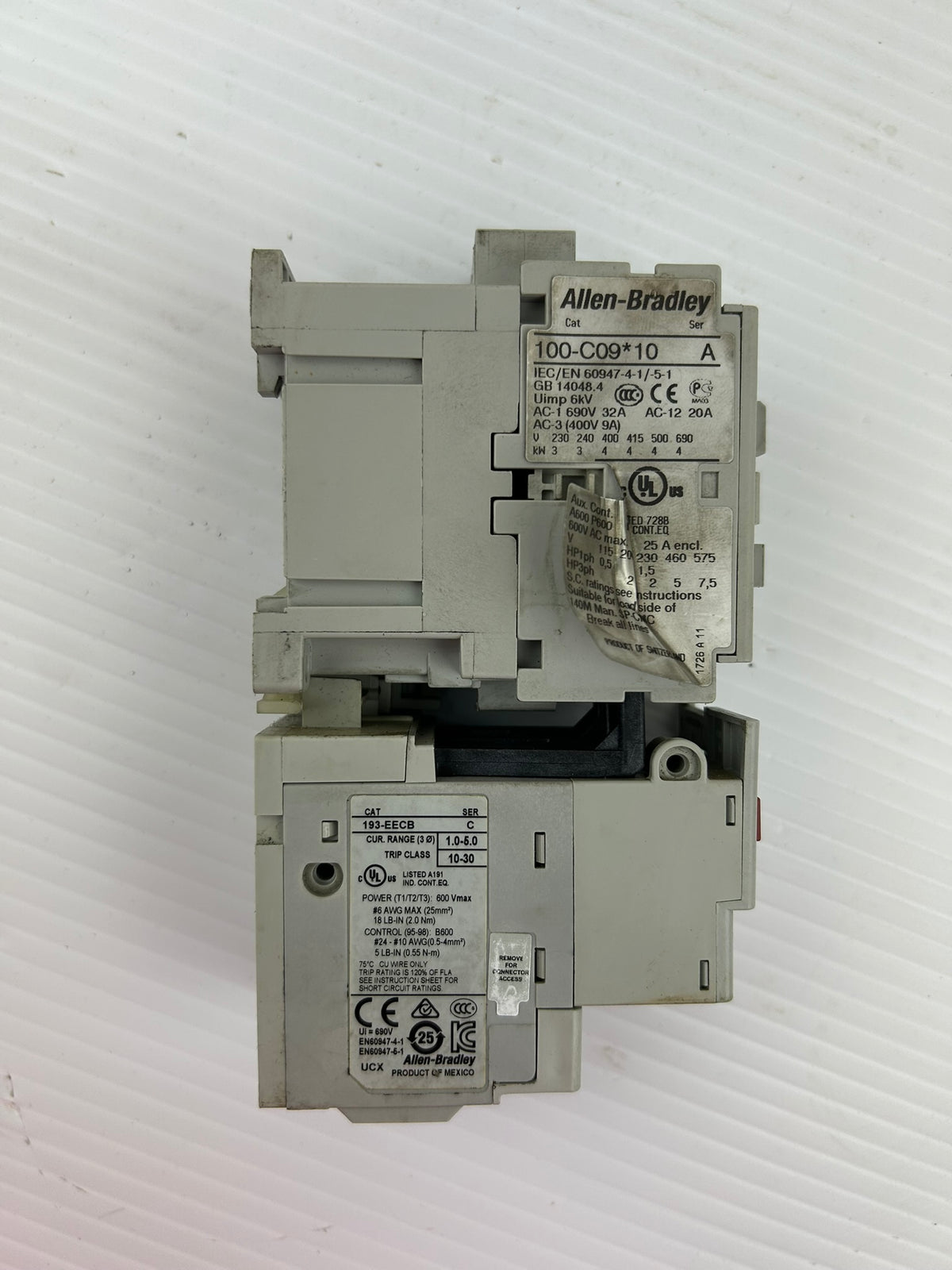 Allen-Bradley 100-C09*10 /A Contactor with 193-EECB /C Overload Relay 1-5A