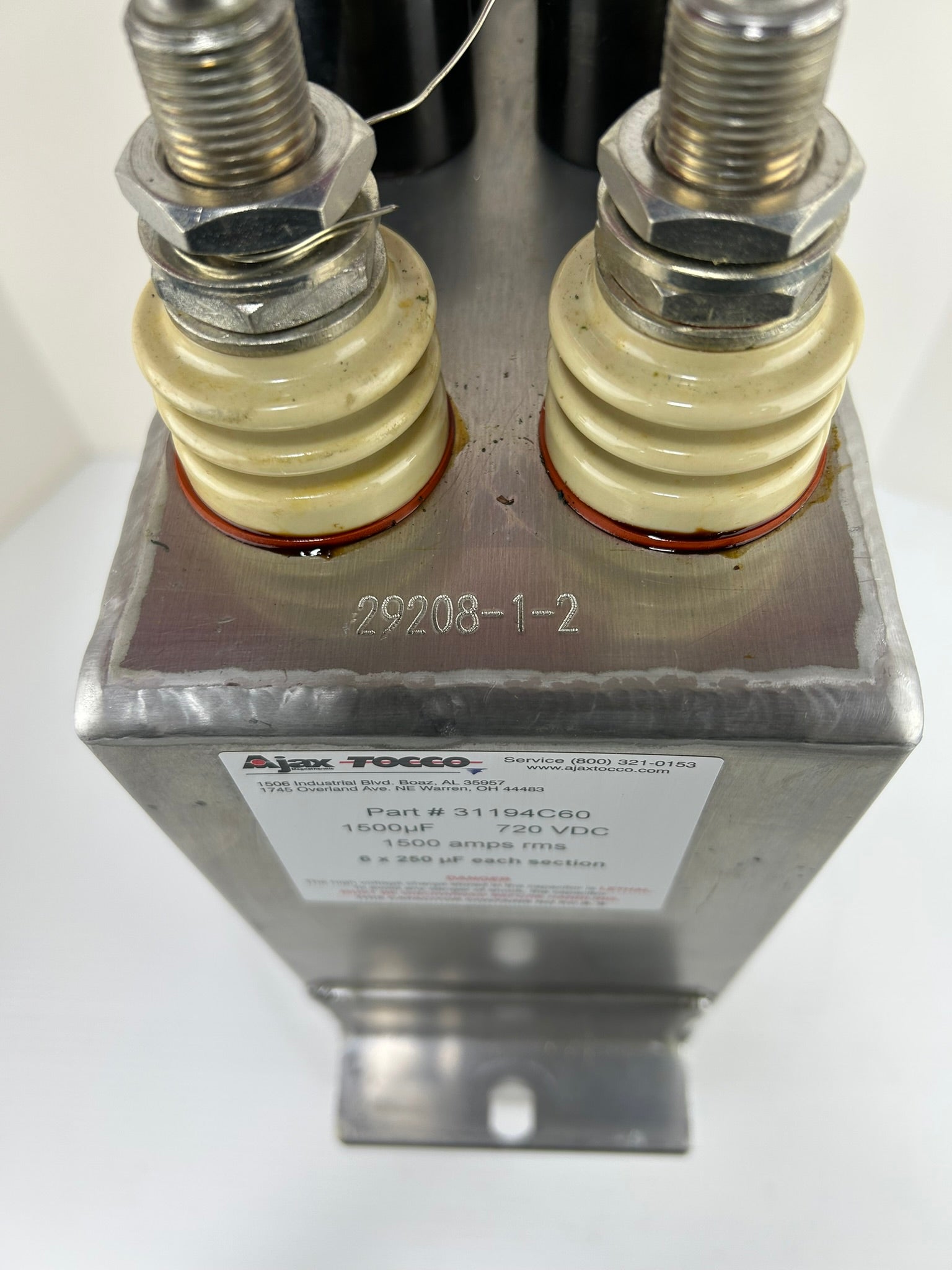 Ajax TOCCO 31194C60 1500uF 720VDC High Energy Capacitor Assembly