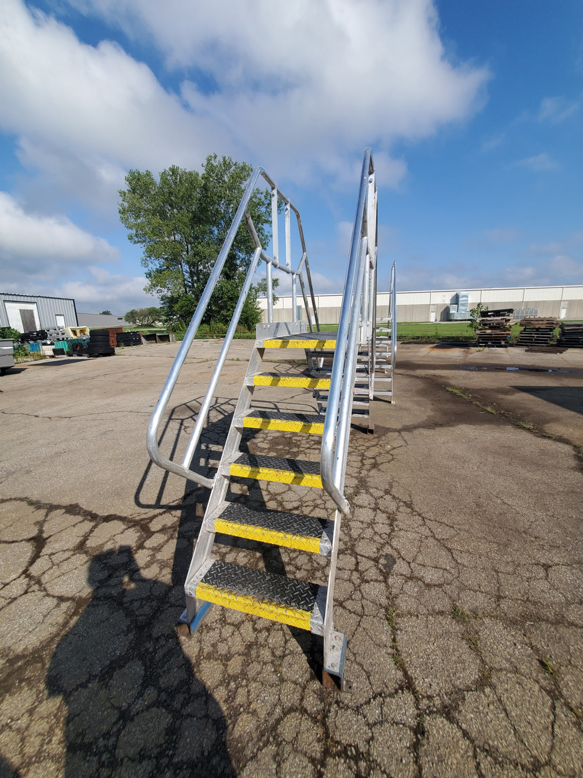 Cotterman Aluminum Crossover Bridge Ladder Platform Stairs & Handrails 9' 10" L