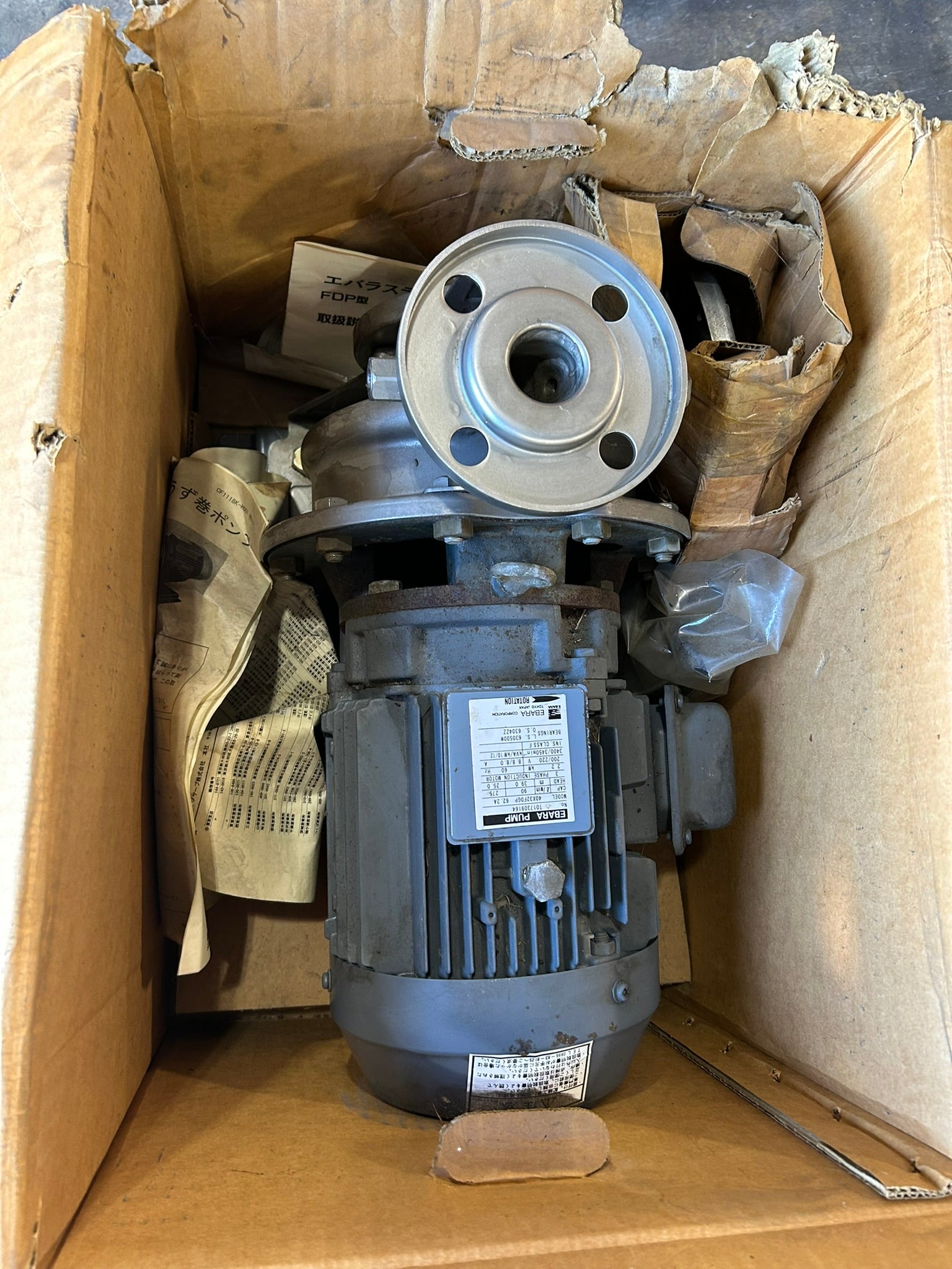 Ebara 40X32FDGP Centrifugal Pump 3PH Induction Motor 12kW 3450RPM T017309164