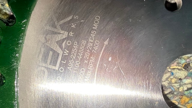 Peak Toolworks A95-2254P Industrial Circular Saw Blade TC45 MOD 7400 RPM w/ Case