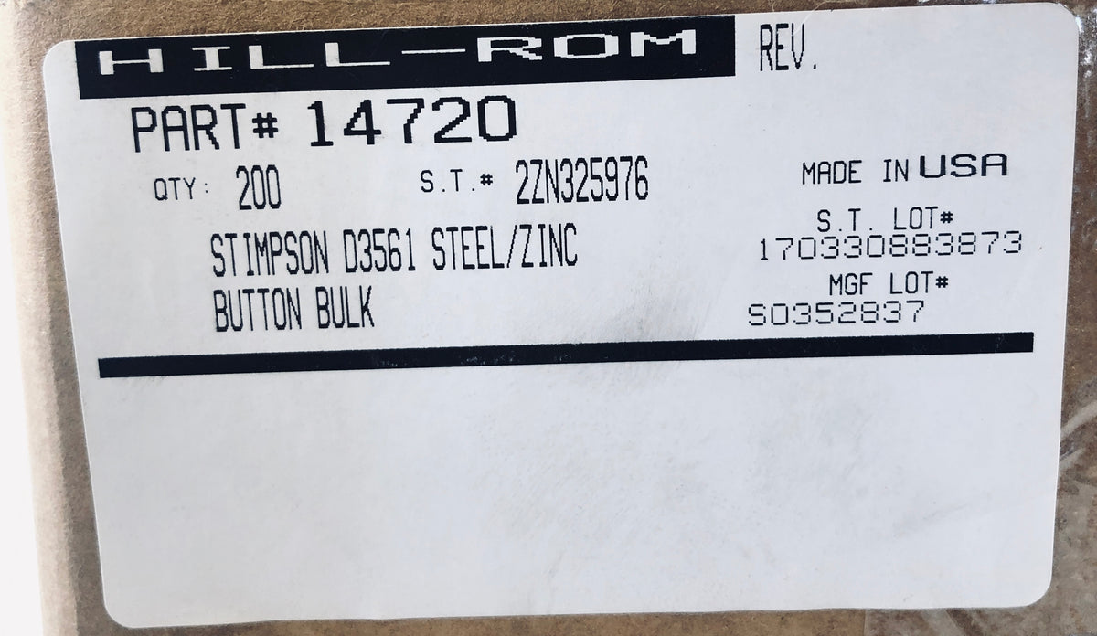 Steel Snap In Button Hole Plug D3561 14720 1.3" O.D. 1.13" I.D. - Box of 200