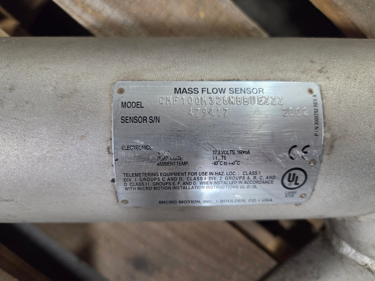 Micro Motion CMF100M328NB Mass Flow Sensor CMF100M328NBBUEZZZ 1450/625/275 PSIG