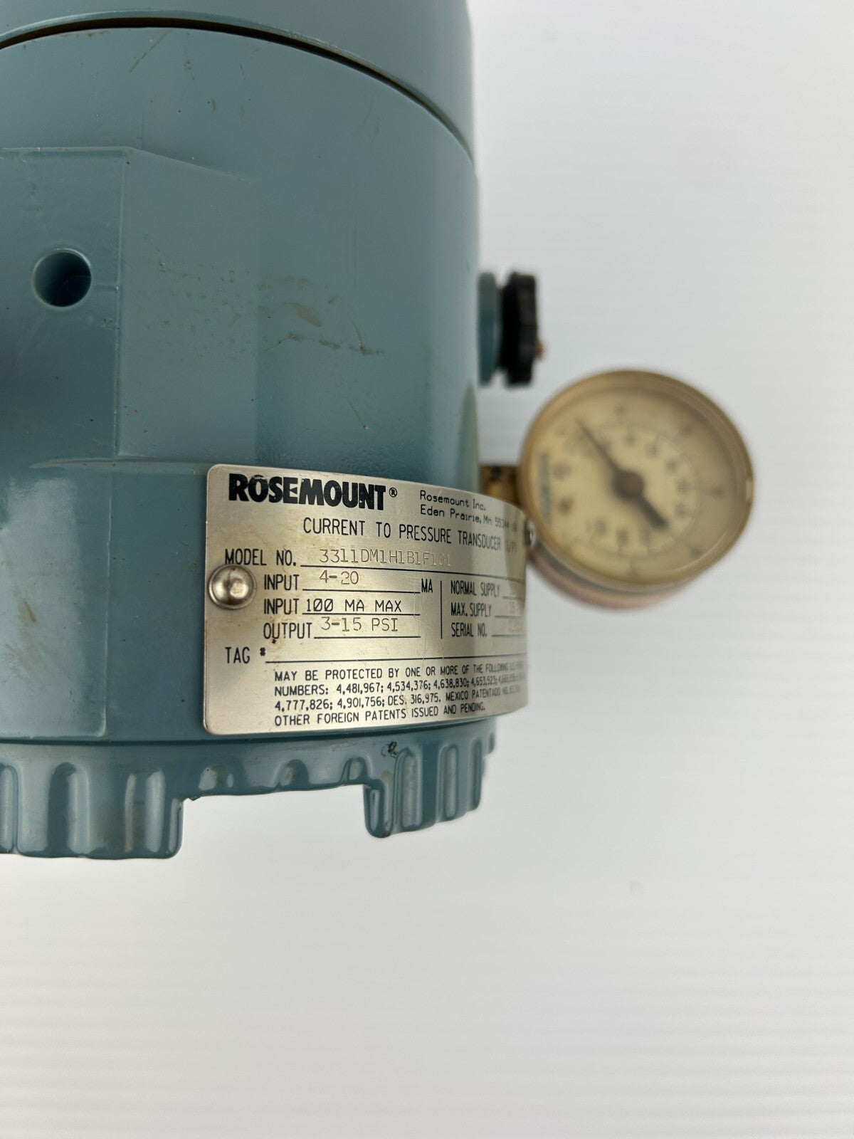 Rosemount 3311DM1H1B1F1G1 Pressure Transducer 4-20mA / 100mA Max 3-15 PSI