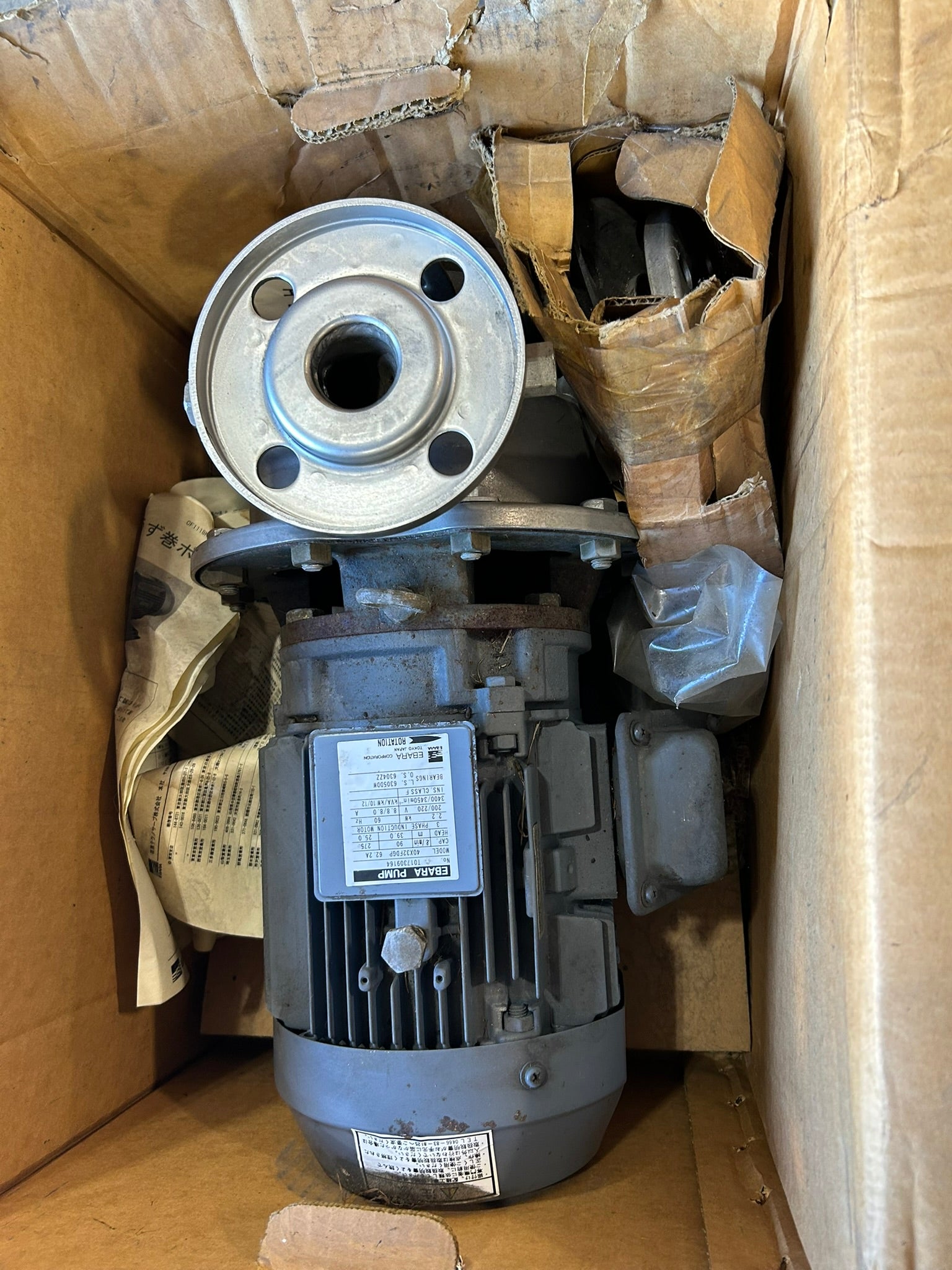 Ebara 40X32FDGP Centrifugal Pump 3PH Induction Motor 12kW 3450RPM T017309164