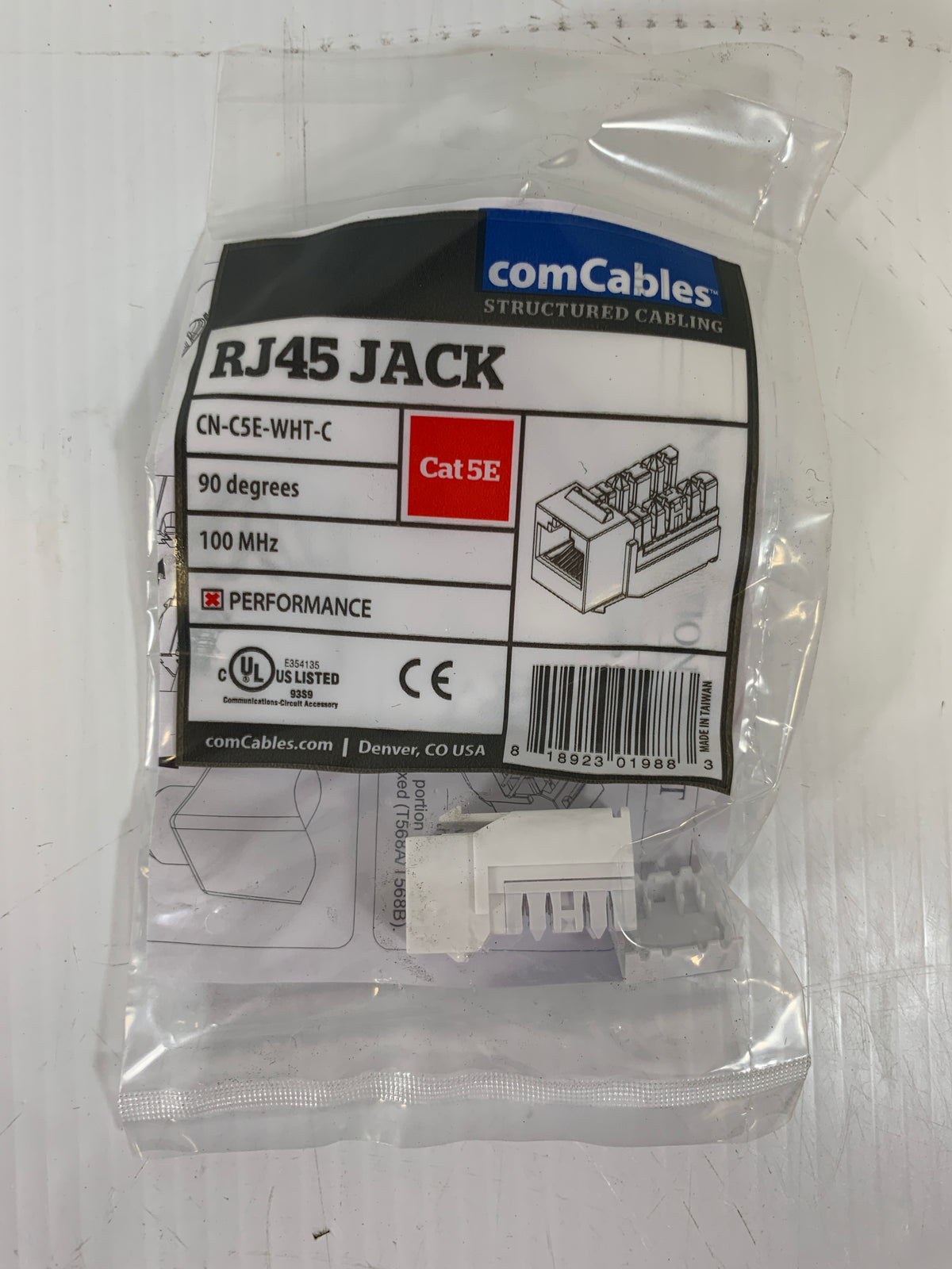 Lot of 2 RJ45 comCables Jack CN-CSE-WHT-C Cat 5E 100 MHz