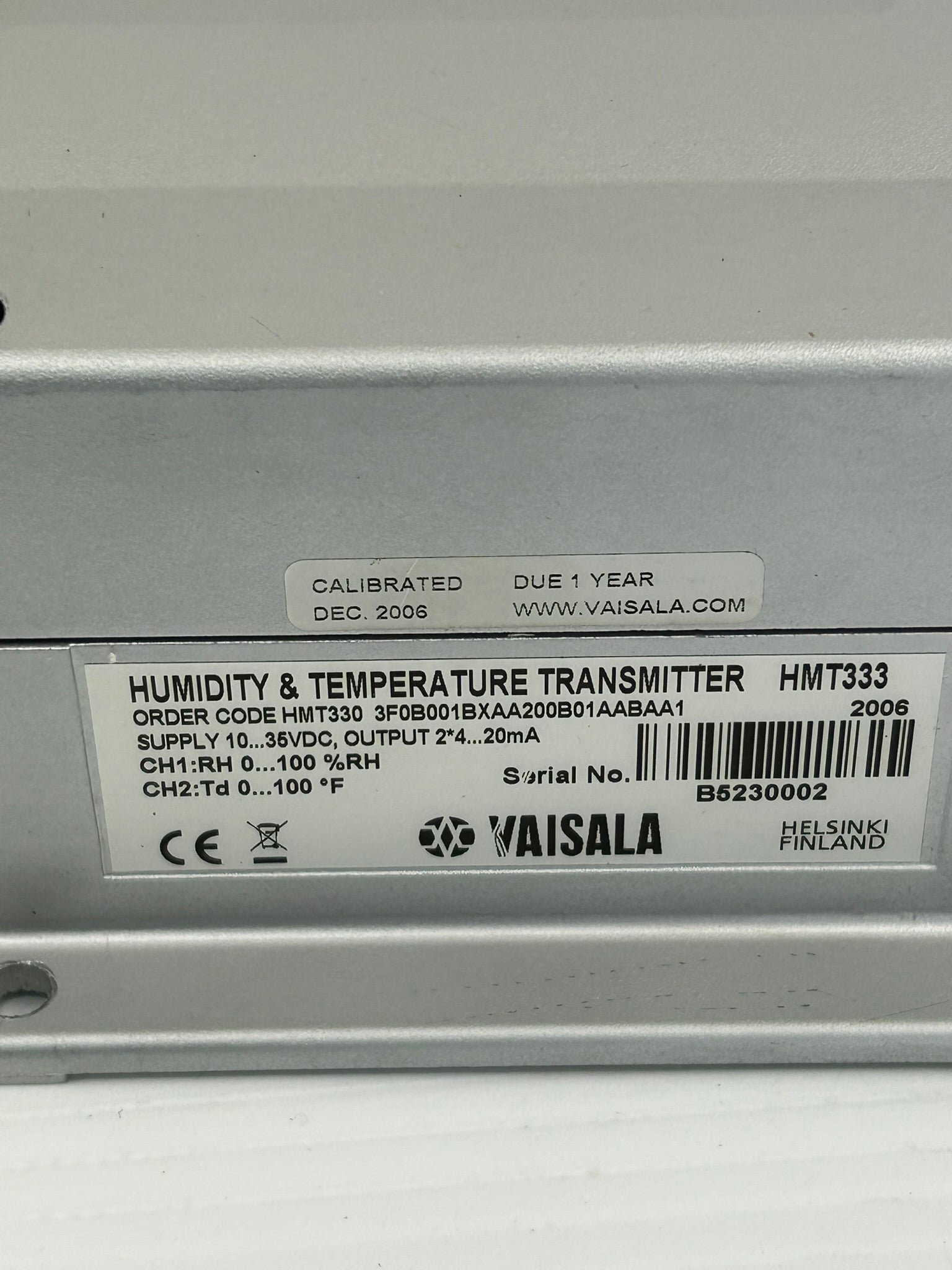 Vaisala HMT333 Humidity and Temperature Transmitter 3F0B001BXAA200B01AABAA1
