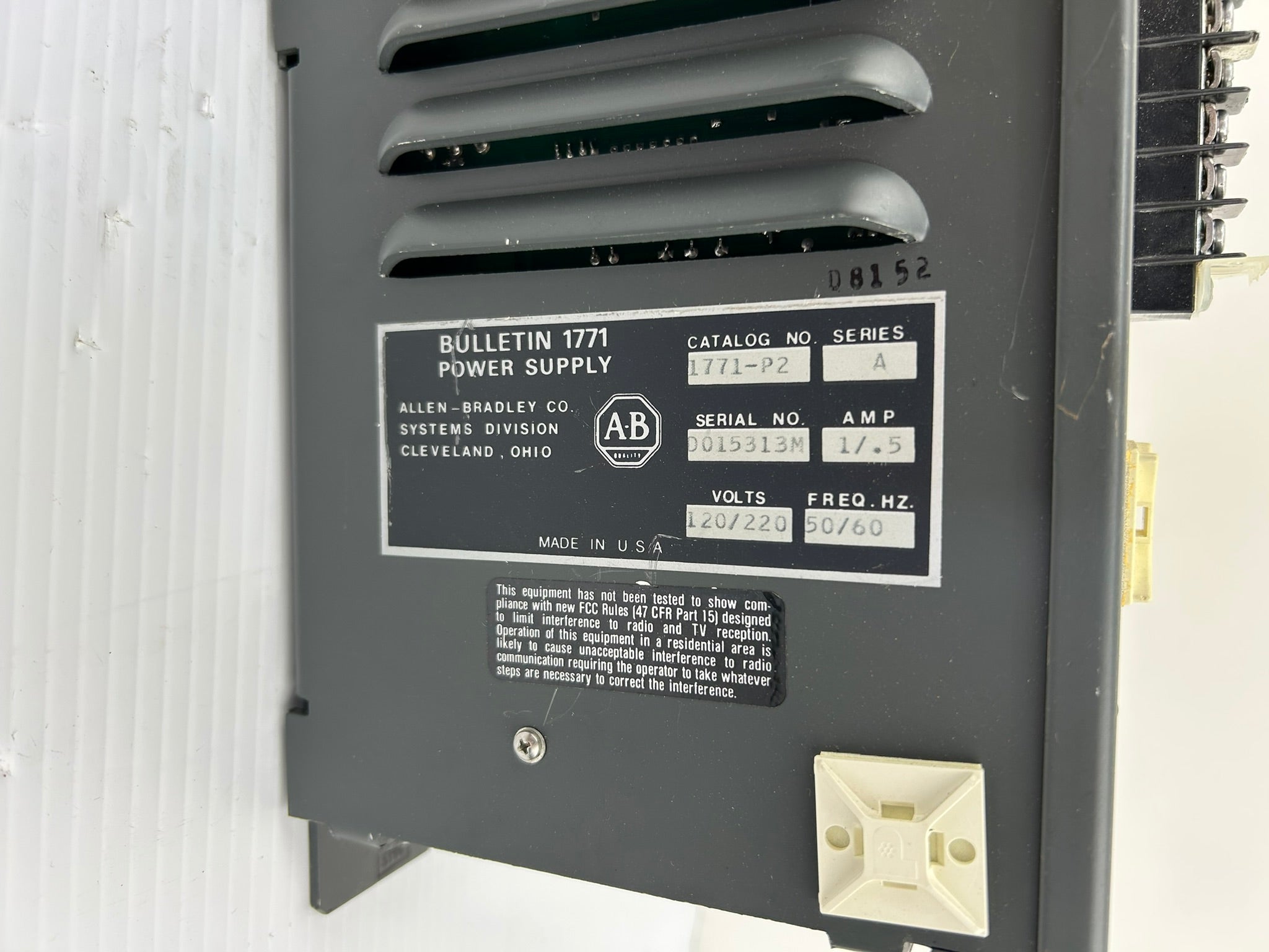Allen Bradley 1771-P2 Power Supply Series A Input 75VA