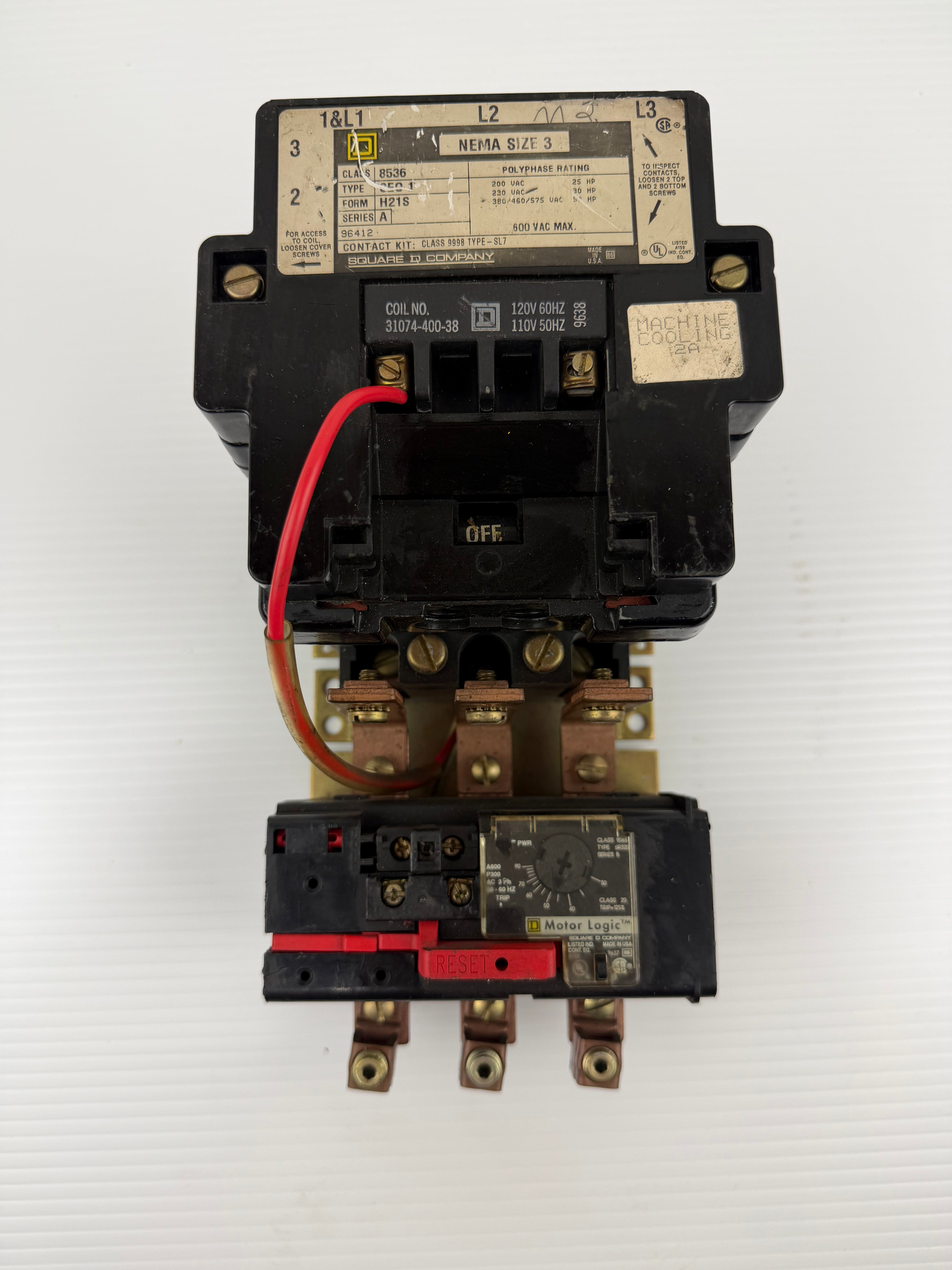 Square D Motor Starter 8536 Size 3 600 VAC Series A