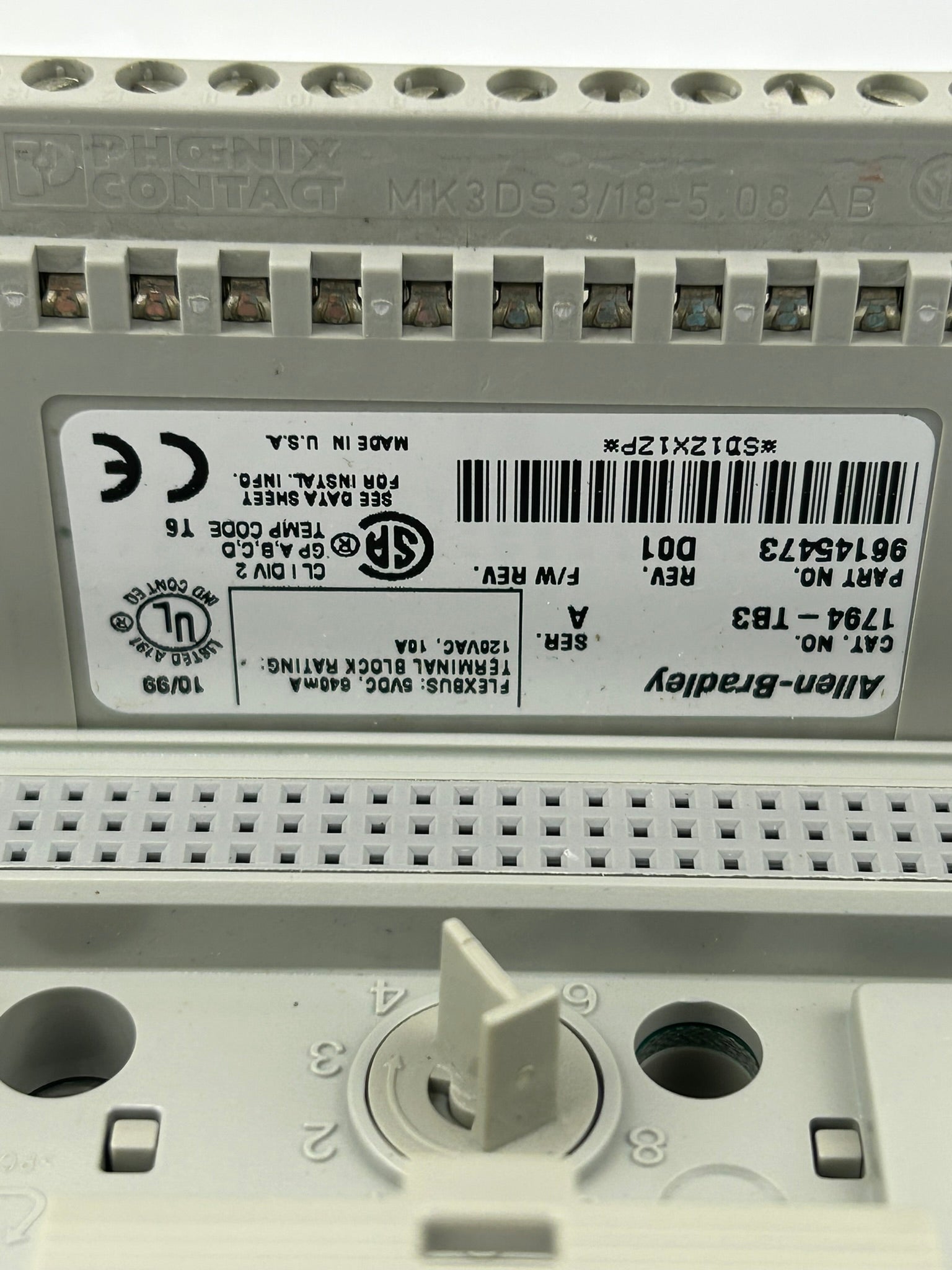 Allen Bradley 1794-TB3 Terminal Base Series A Rev D01