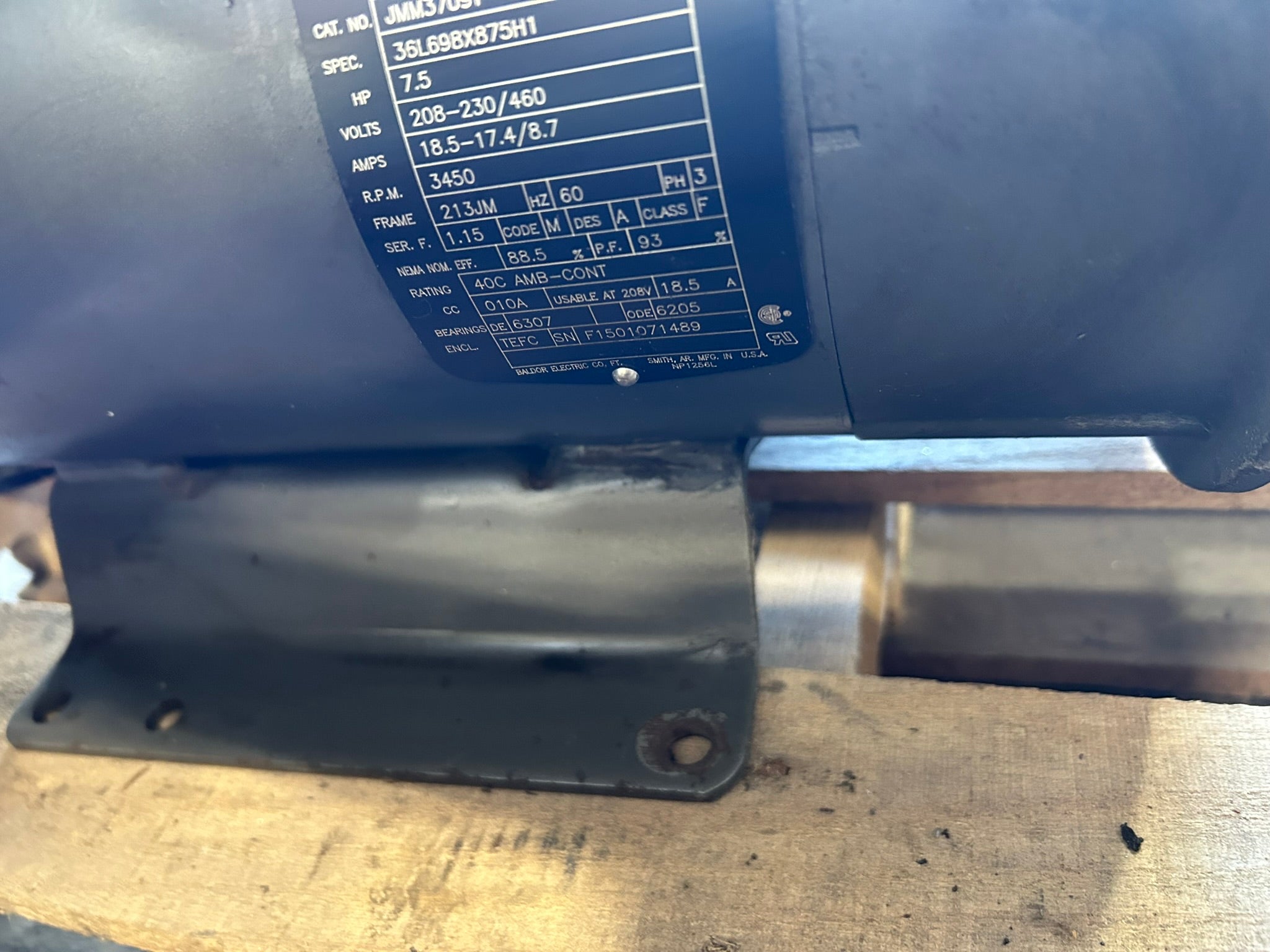 Baldor Reliance JMM3709T 7.5HP 3PH TEFC Electric Motor 208-230/460V 3450RPM