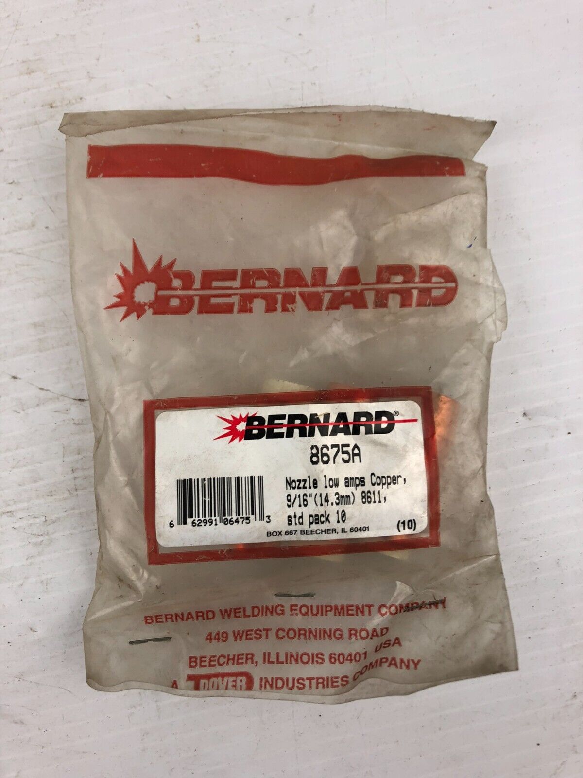 Bernard 8675A Welding Nozzle Low Amps Copper 9/16" - Pack of 3