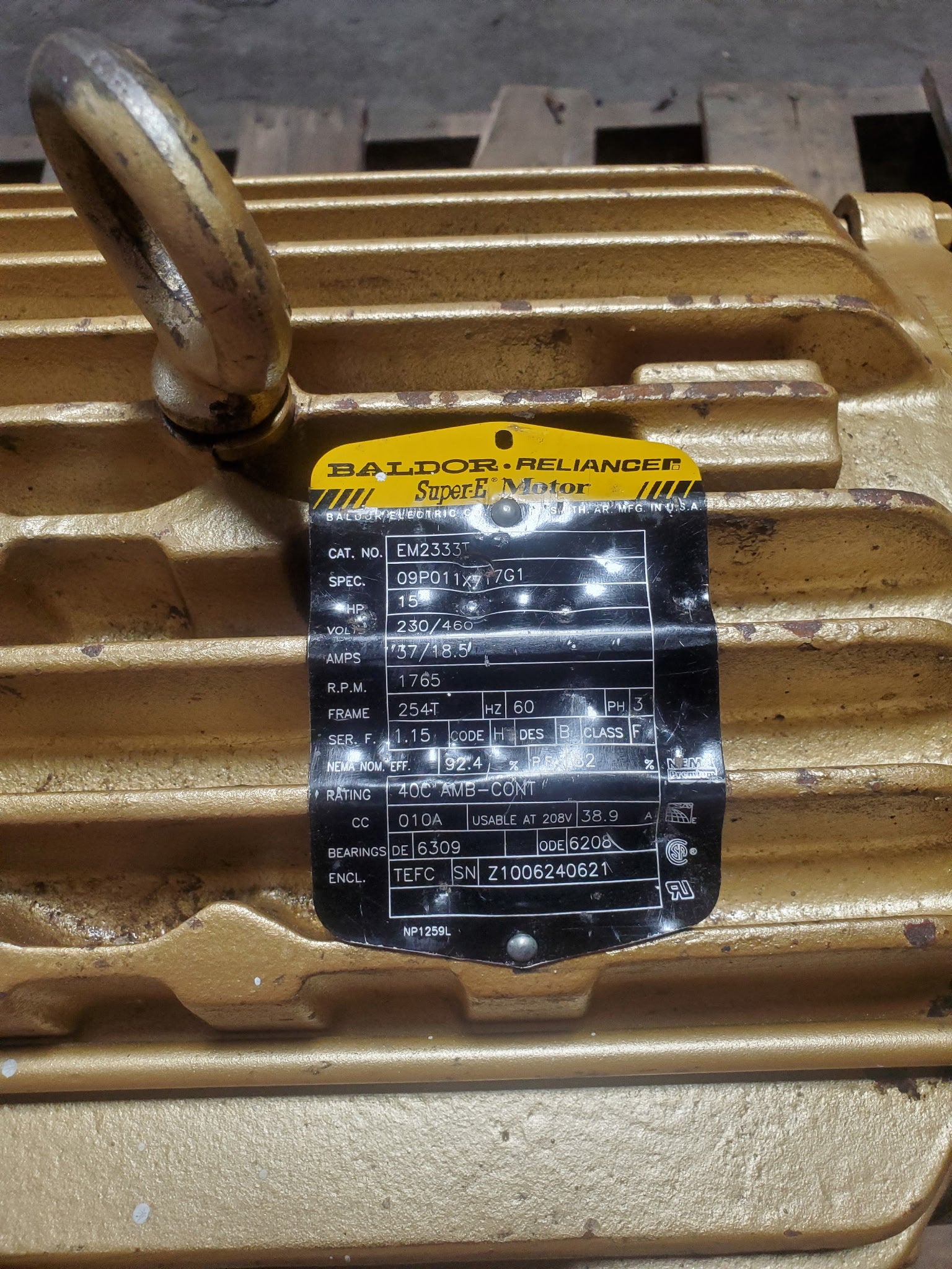 Baldor Reliance EM2333T 15HP Electric Motor 1765 RPM 230/460V 3PH TEFC 254T