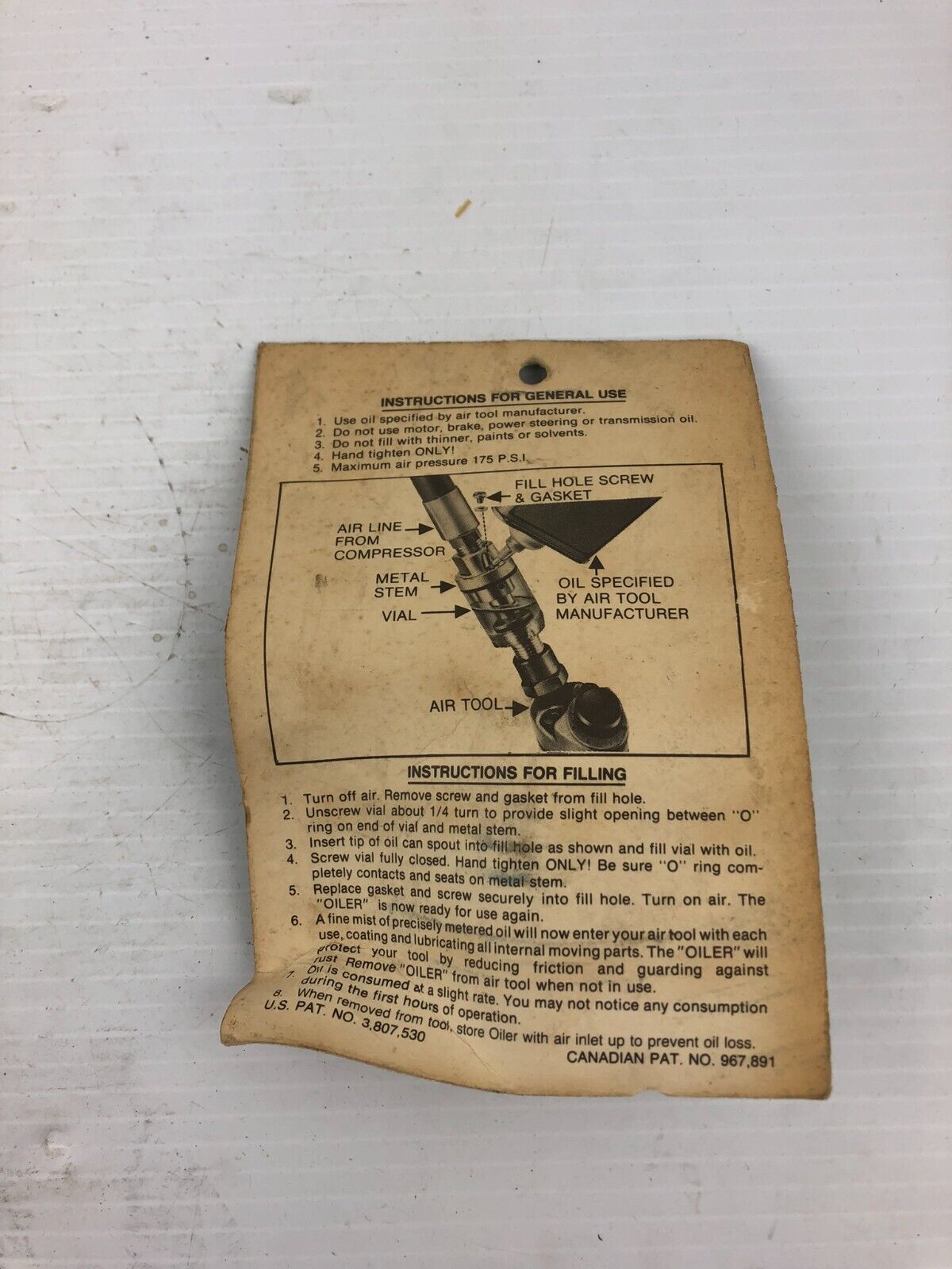 The Oiler 98500 Automatic Oiler for All Pneumatic Tools