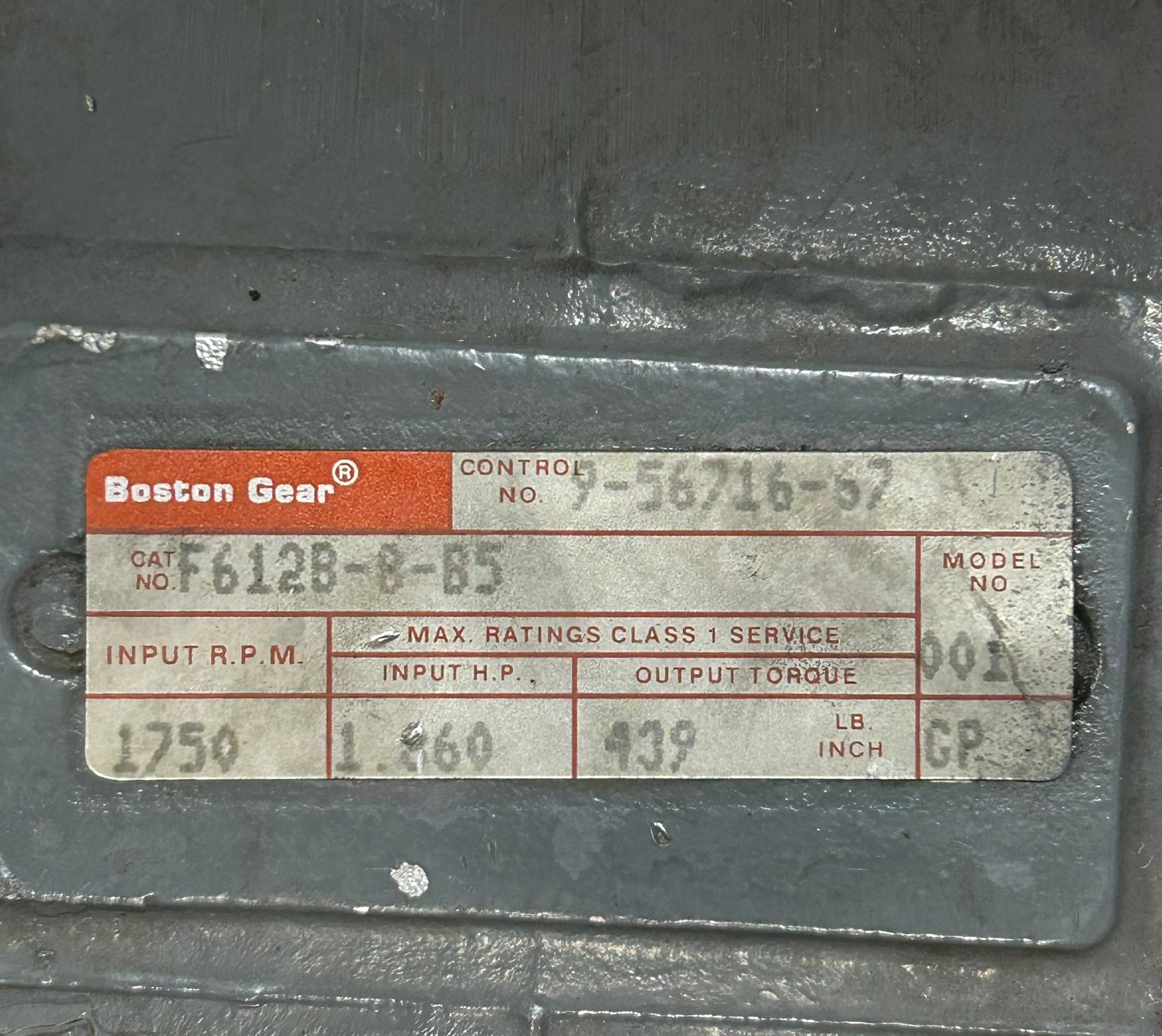 Reliance P56X3002S Duty Master AC Motor 1/3HP w/ Boston Gear F612B-8-B5 Gearbox