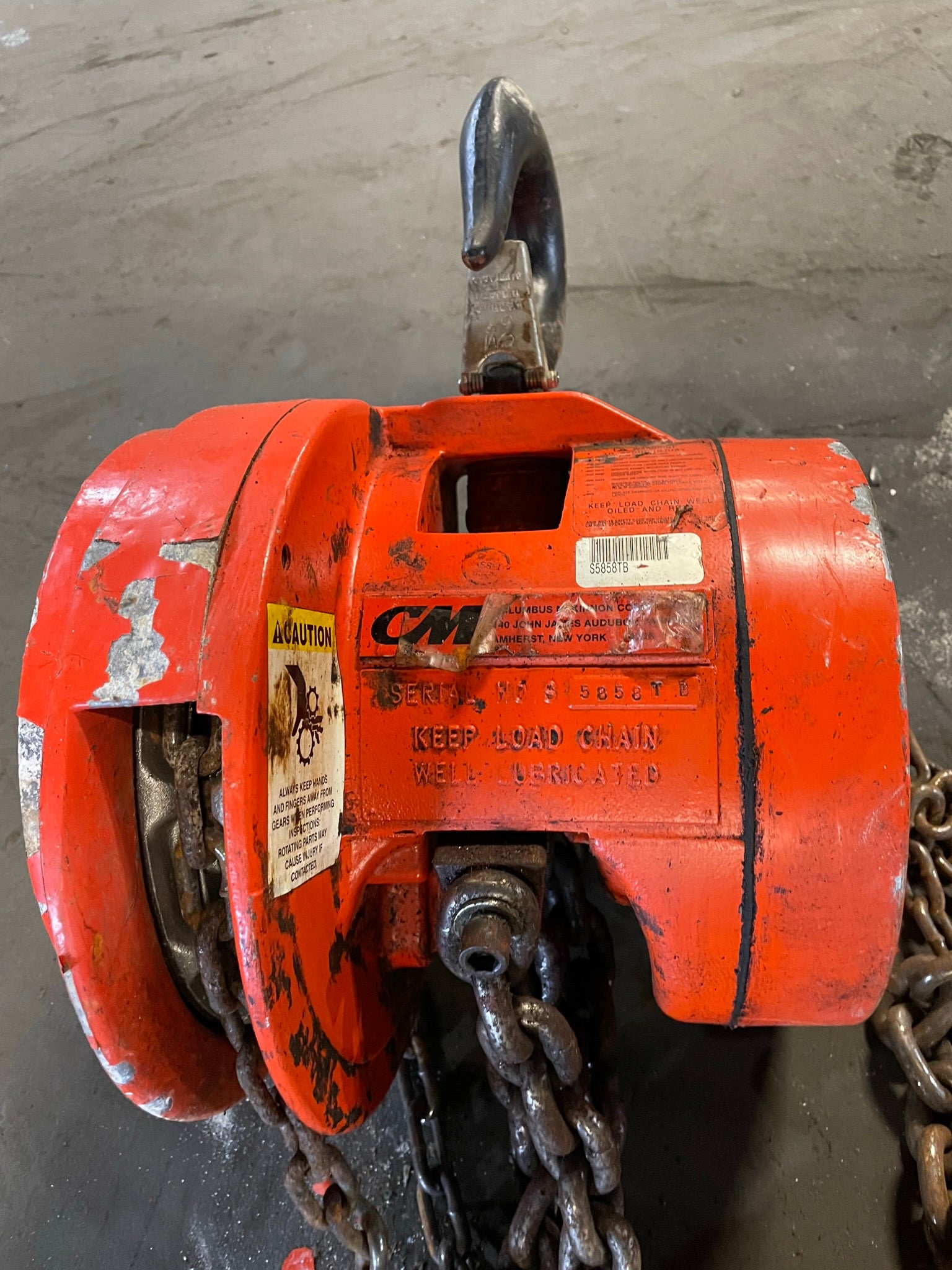 CM Cyclone 2 Ton Manual Chain Fall Hoist with Load Limiter S5858TB