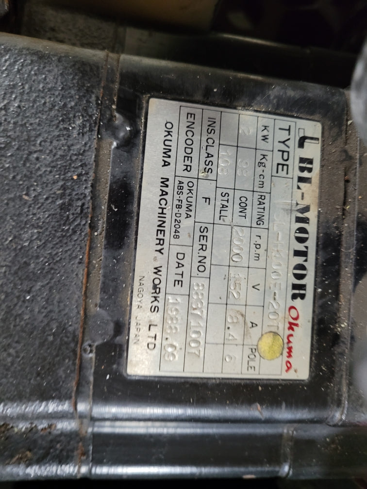 Okuma JL BL-H100E-20T Servo Motor 2000 RPM 152V 8.4A 6P