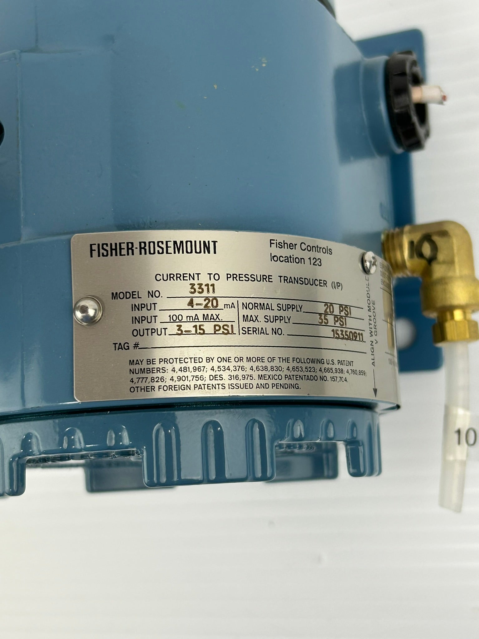 Fisher Rosemount 3311 Current to Pressure Transducer Gauge 0-30 PSI