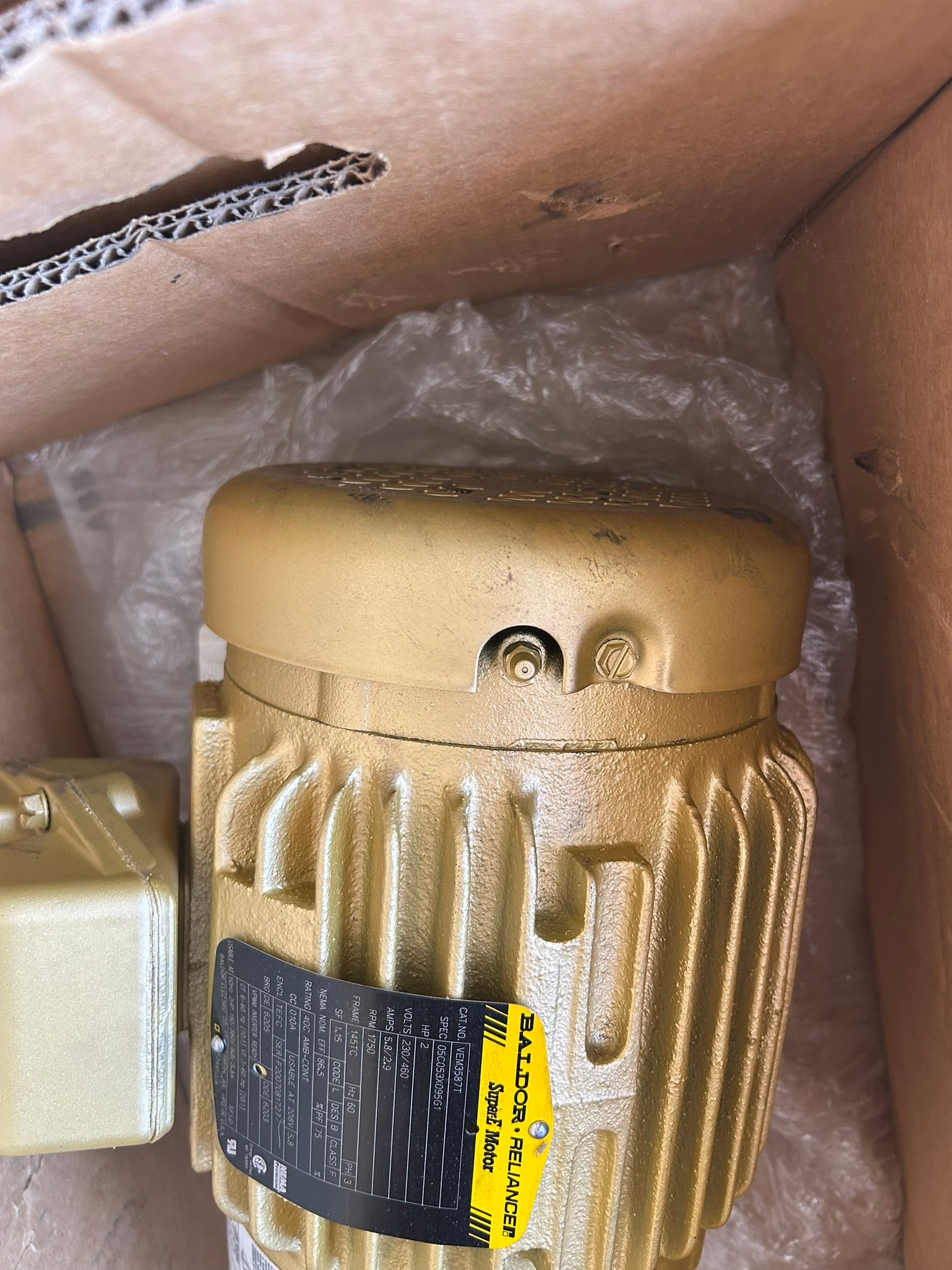 Baldor Reliance VEM3587T AC Motor 2HP 230/460V 3PH 145TC TEFC 1750 RPM