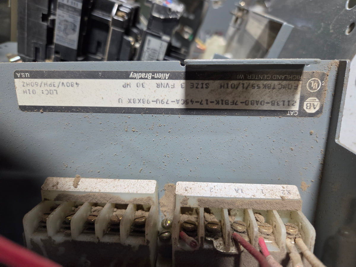 Allen-Bradley MCC Bucket 2113B Size 3 100A Breaker 30HP 3PH 480V 60Hz - No Door