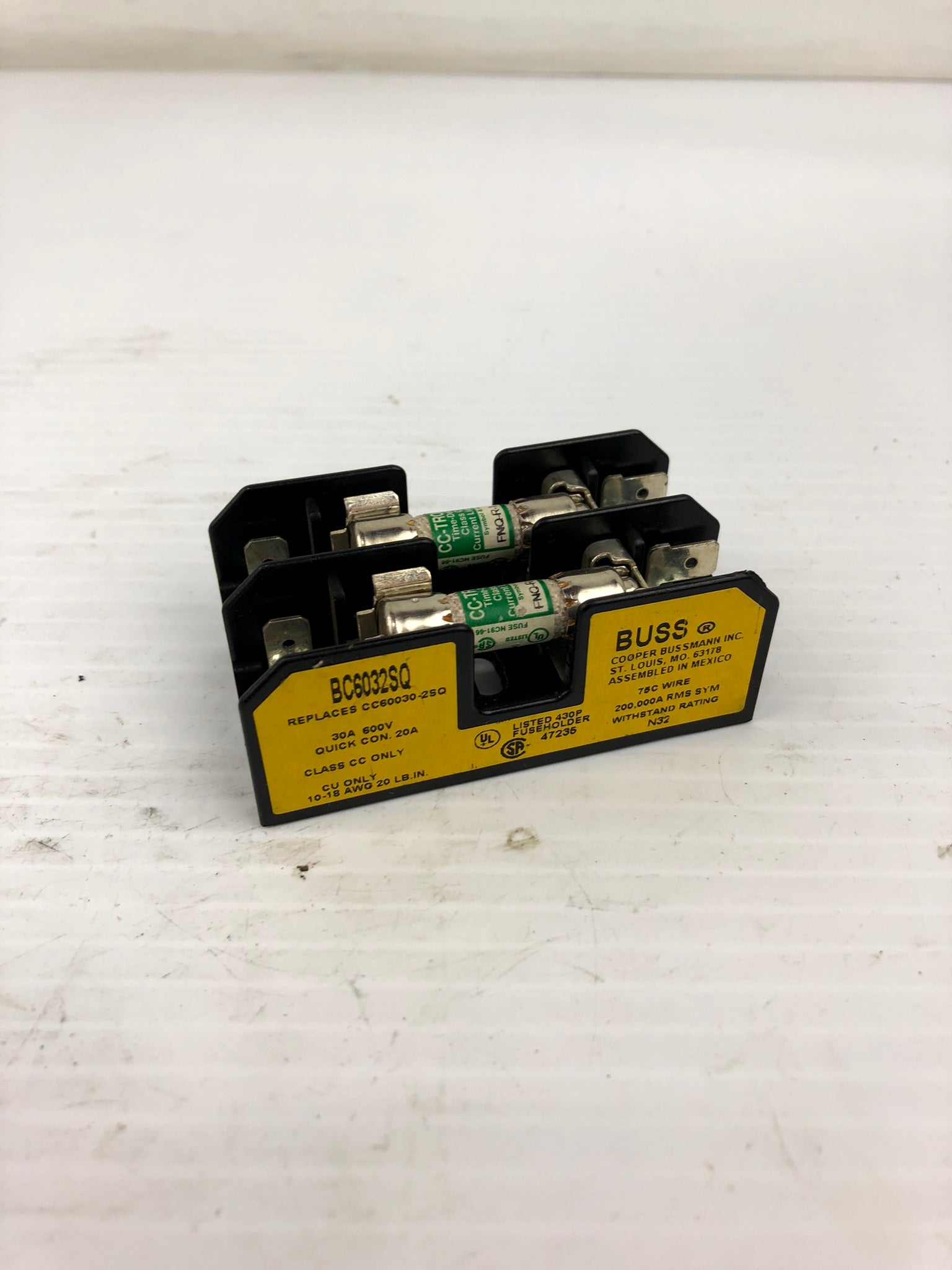 Bussman BC6032SQ Fuse Holder with Fuses FNQ-R-1-1/2