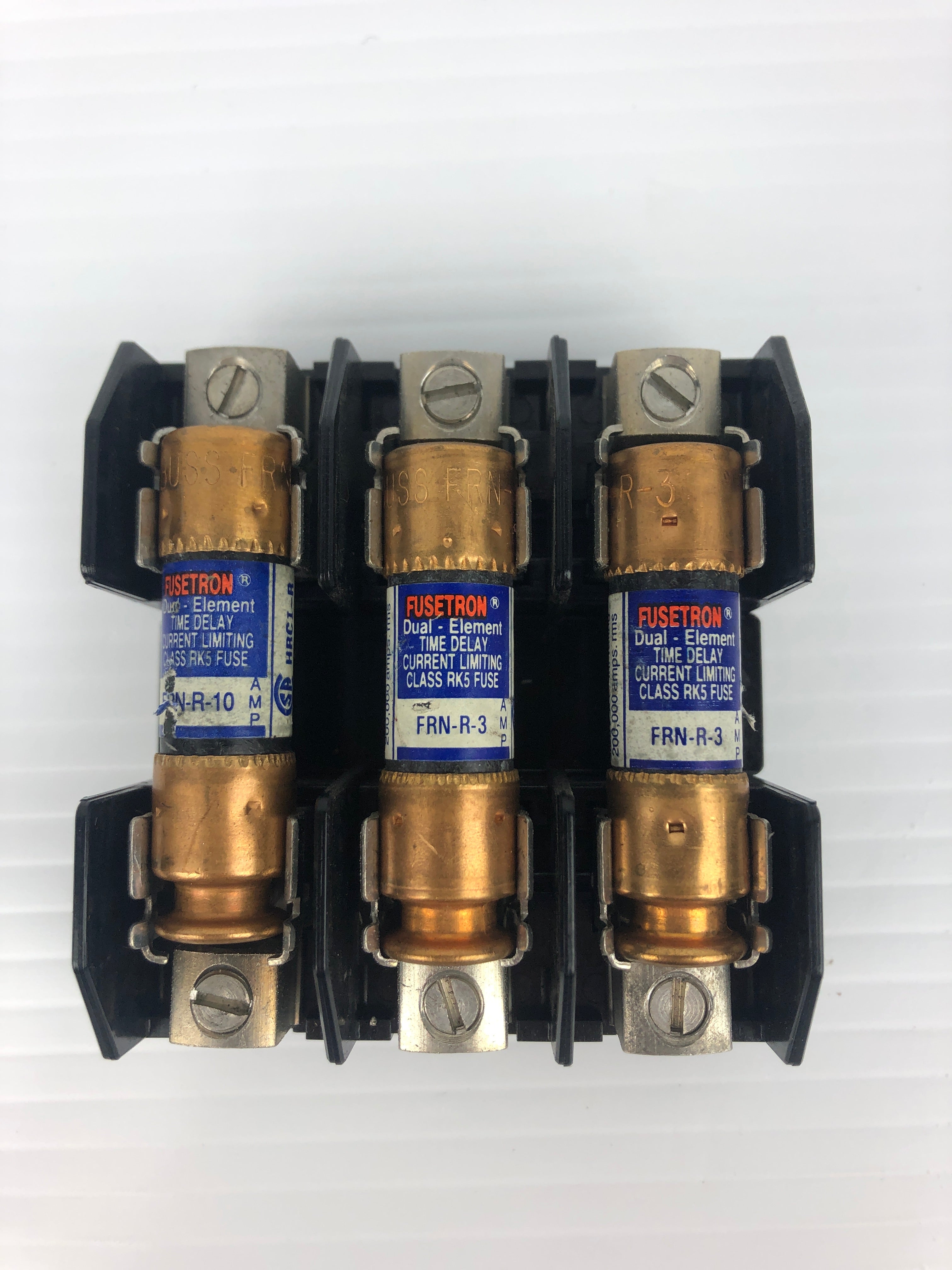 Marathon F30A3B Fuseholder with Fusetron FRN-R-3 Fuses FRN-R-10 250V 3A 10A