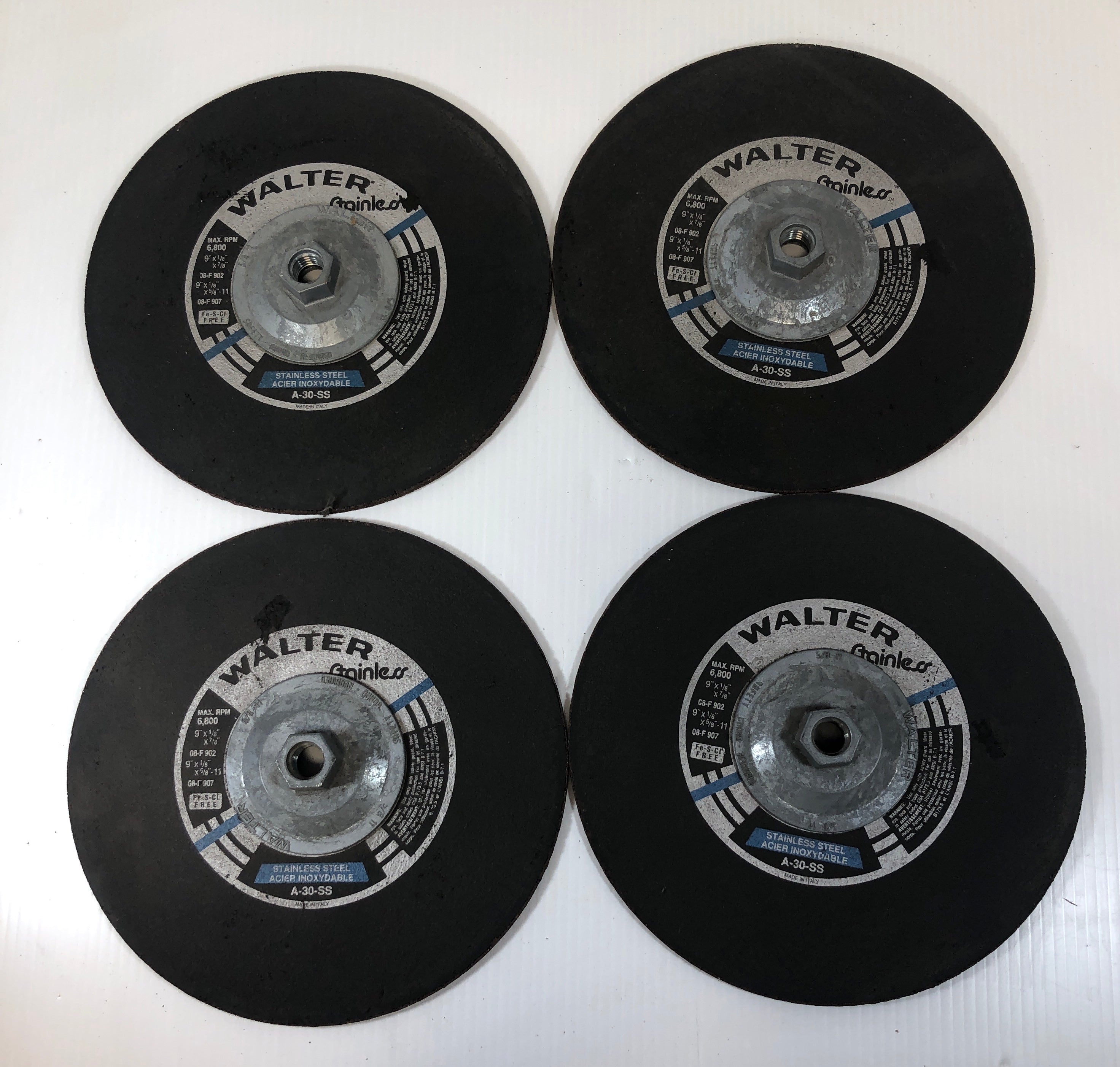 Walter 9" Stainless Steel Grinding Wheel A-30-SS (Lot of 4)