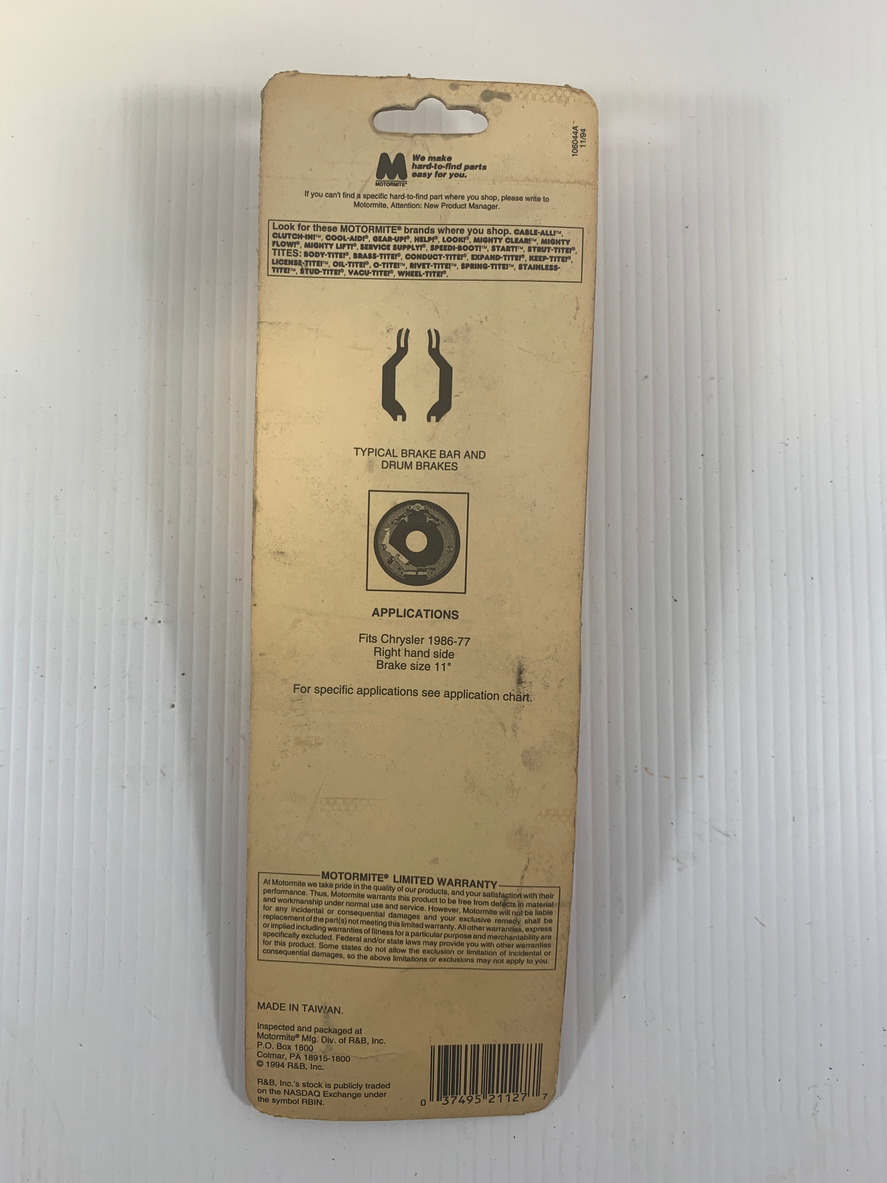 Help! Drum Brake Bar 21127 Chrysler 11"