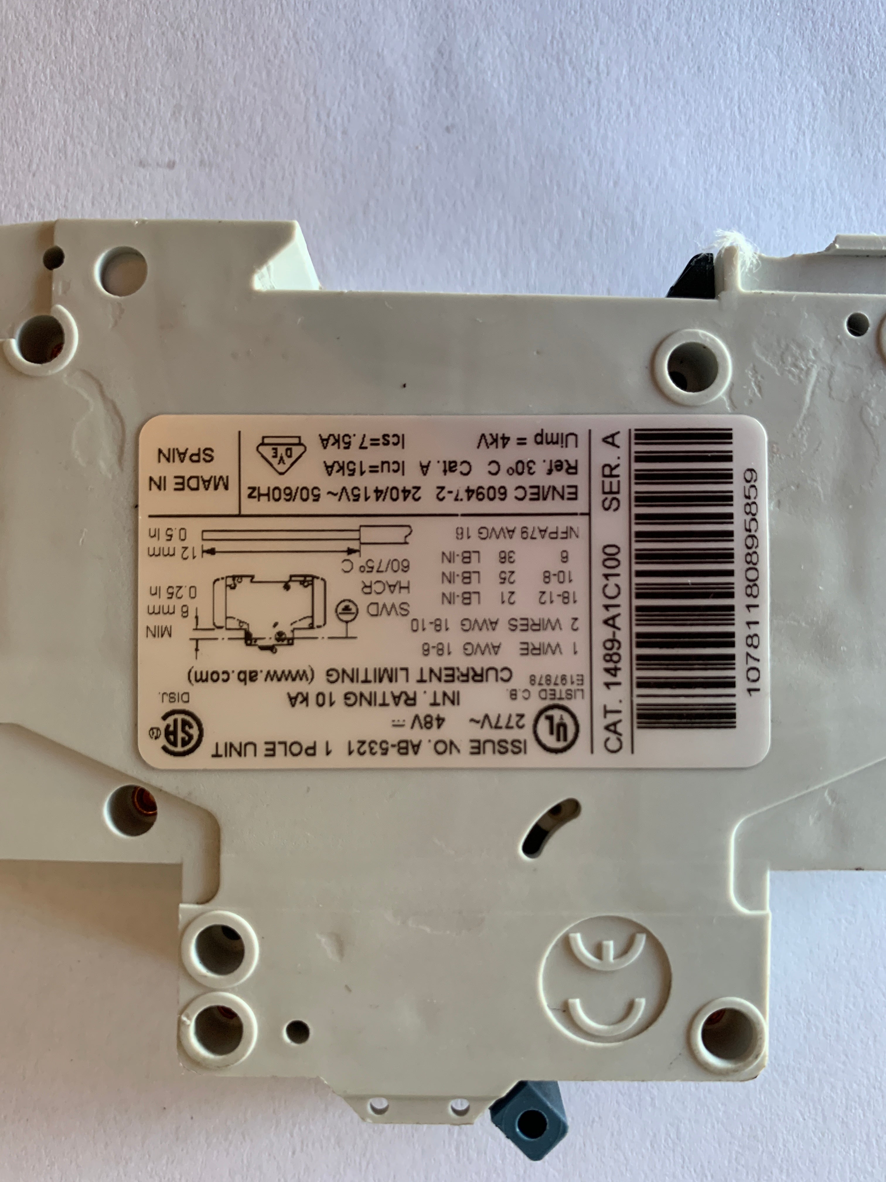 Allen-Bradley 1489-A1C100 Input Module Catagory Series A