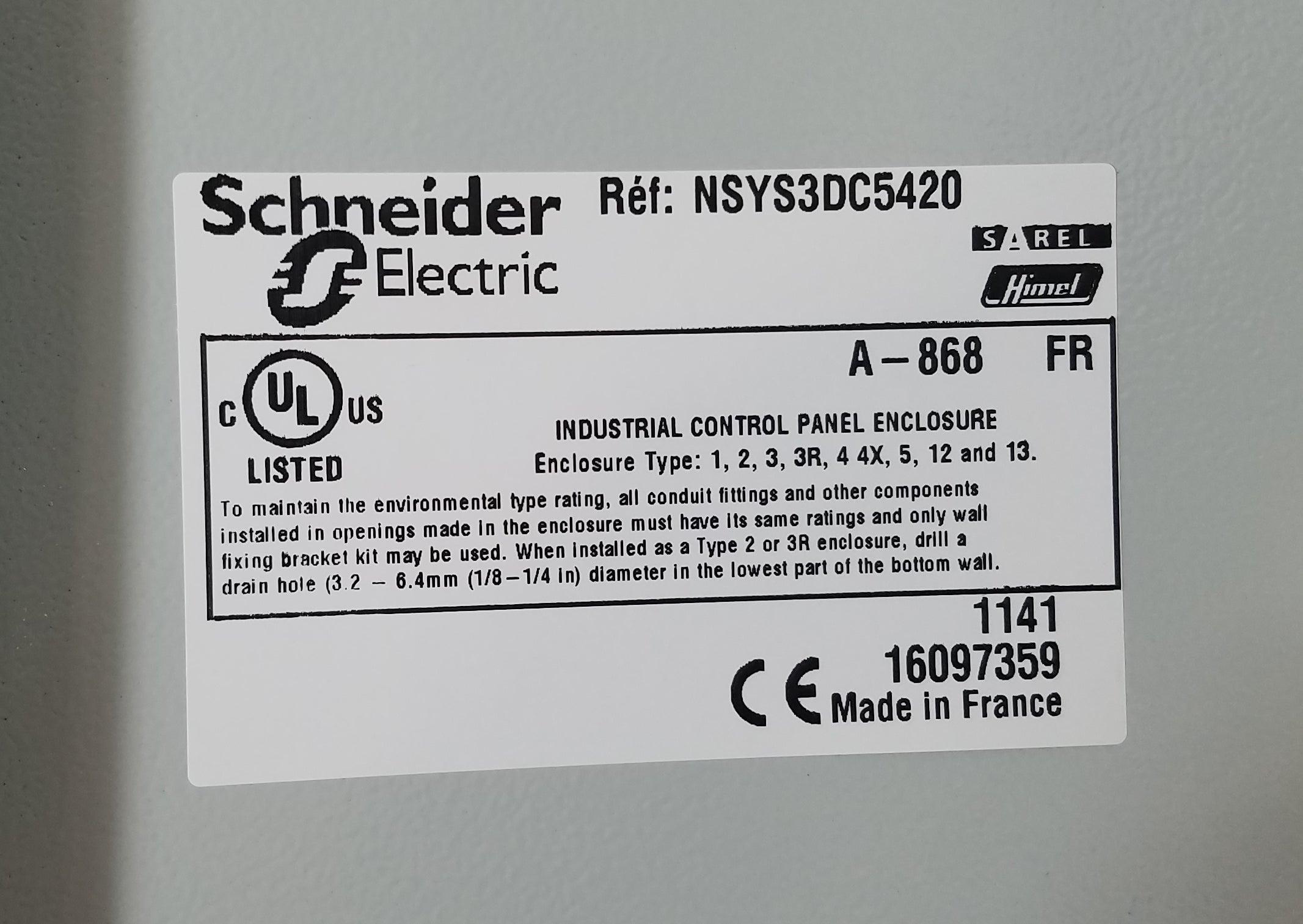 Schneider Electric S3D Wall-Mounting Metal Enclosure NSYS3DC5420 Industrial