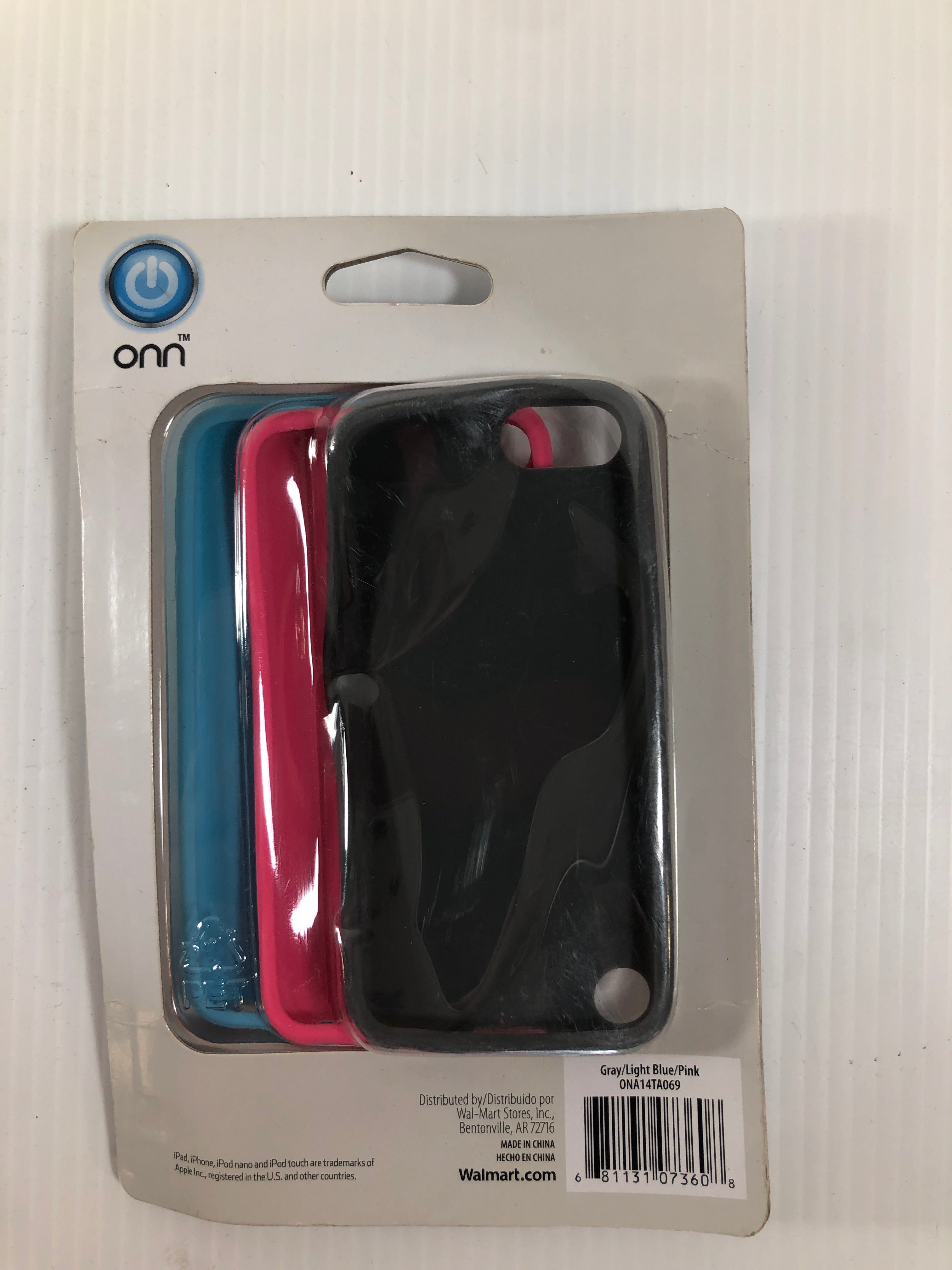 Onn 3 Pack Silicone Cases for iPod Touch 5 & 6 Gray Light Blue Pink