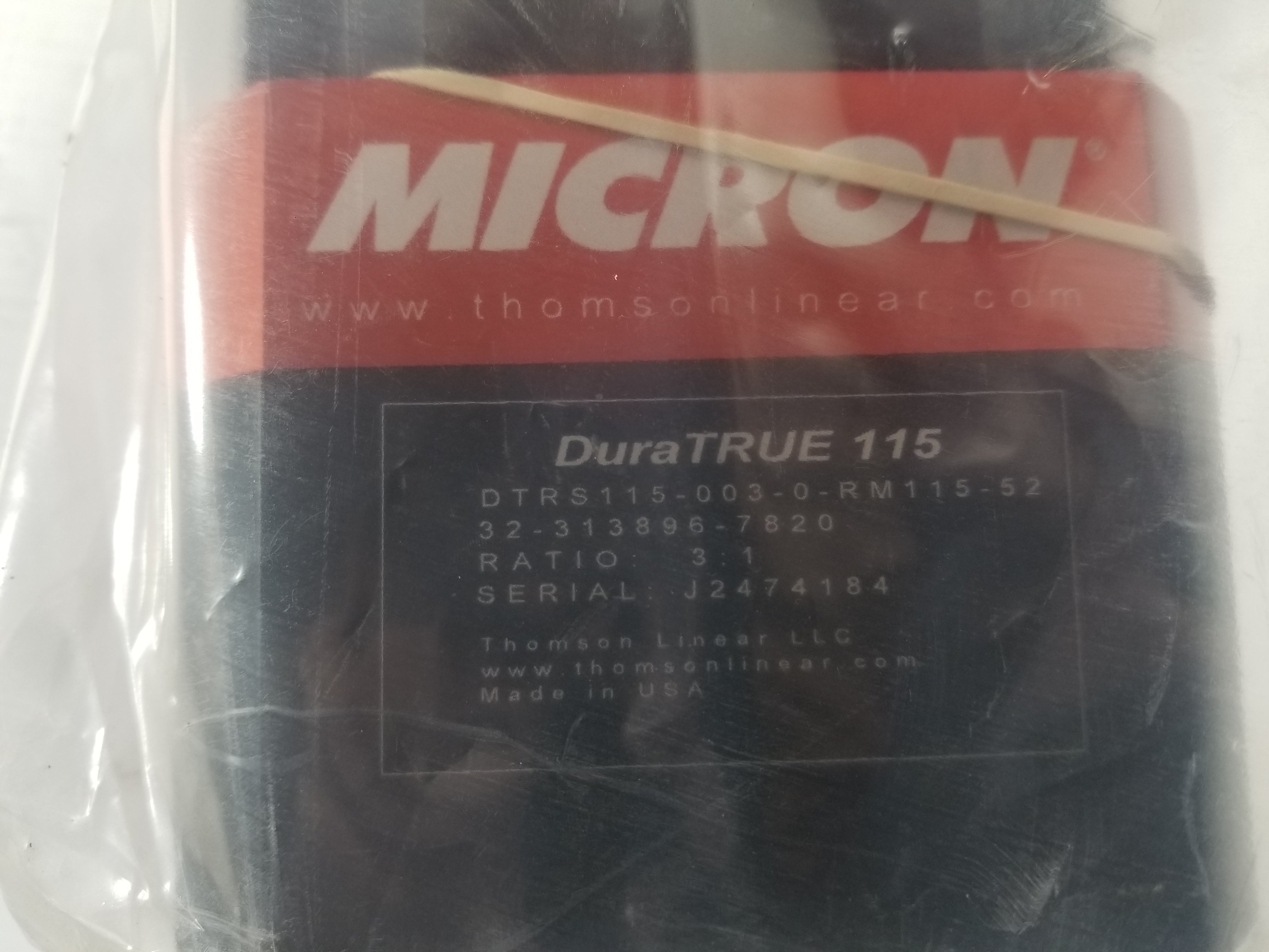 Thomson Micron DuraTrue 115 3:1 Right Angle Gearbox DTRS115-003-0-RM115-52