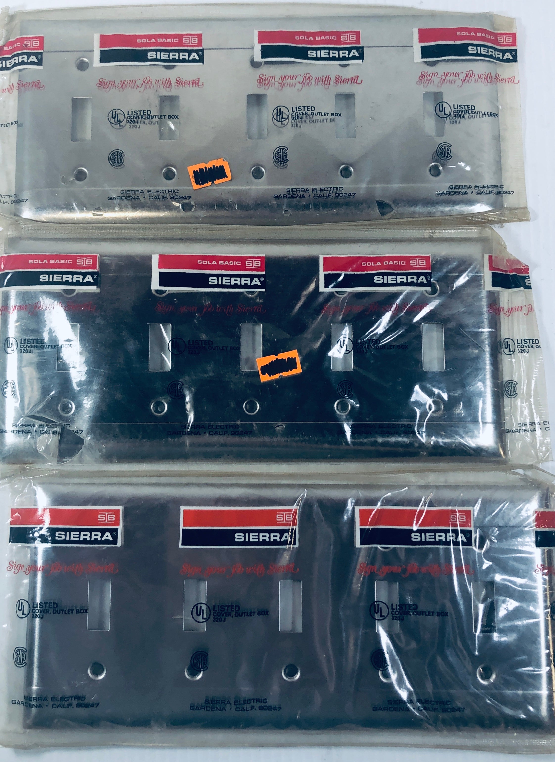 Sola Basic Sierra Metal WallPlate 5 Toggle Switch - Lot of 3