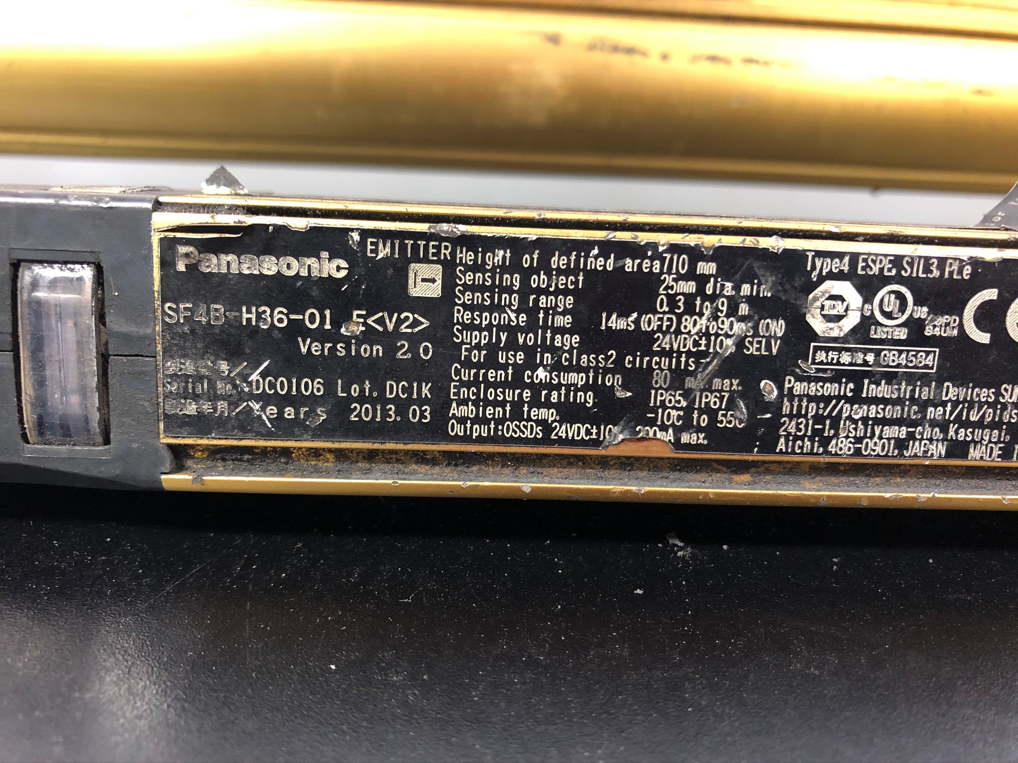 Panasonic SF4B-H36-01 E V2 Safety Light Curtain SF4B-H64G Emitter SFB-CCB10(E)