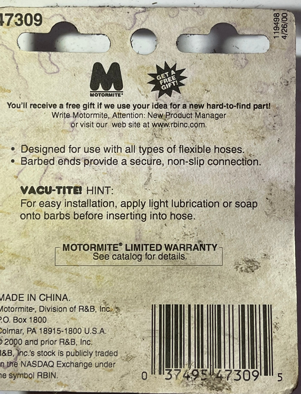 Motormite VacuTite Universal Vacuum Connector 47309 Metal Logics, Inc.