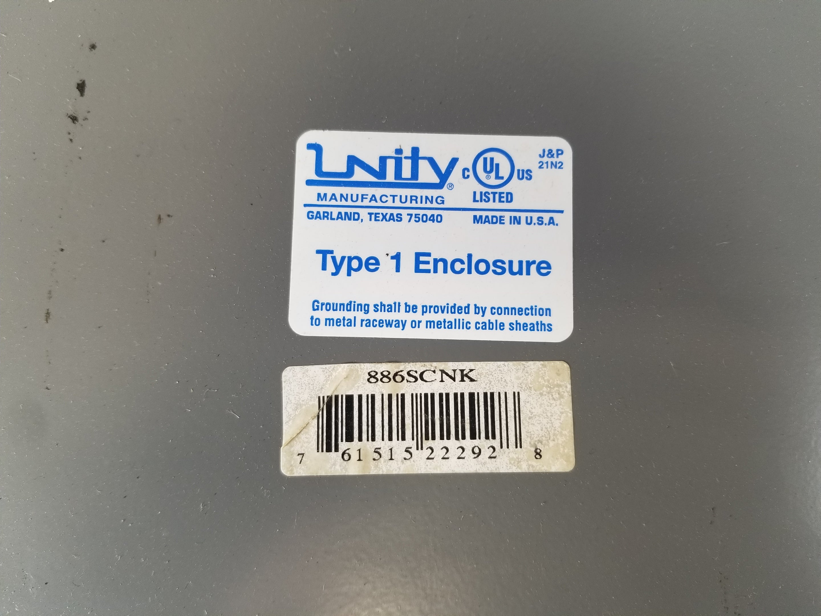 Unity 886SCNK Type 1 Electrical Enclosure