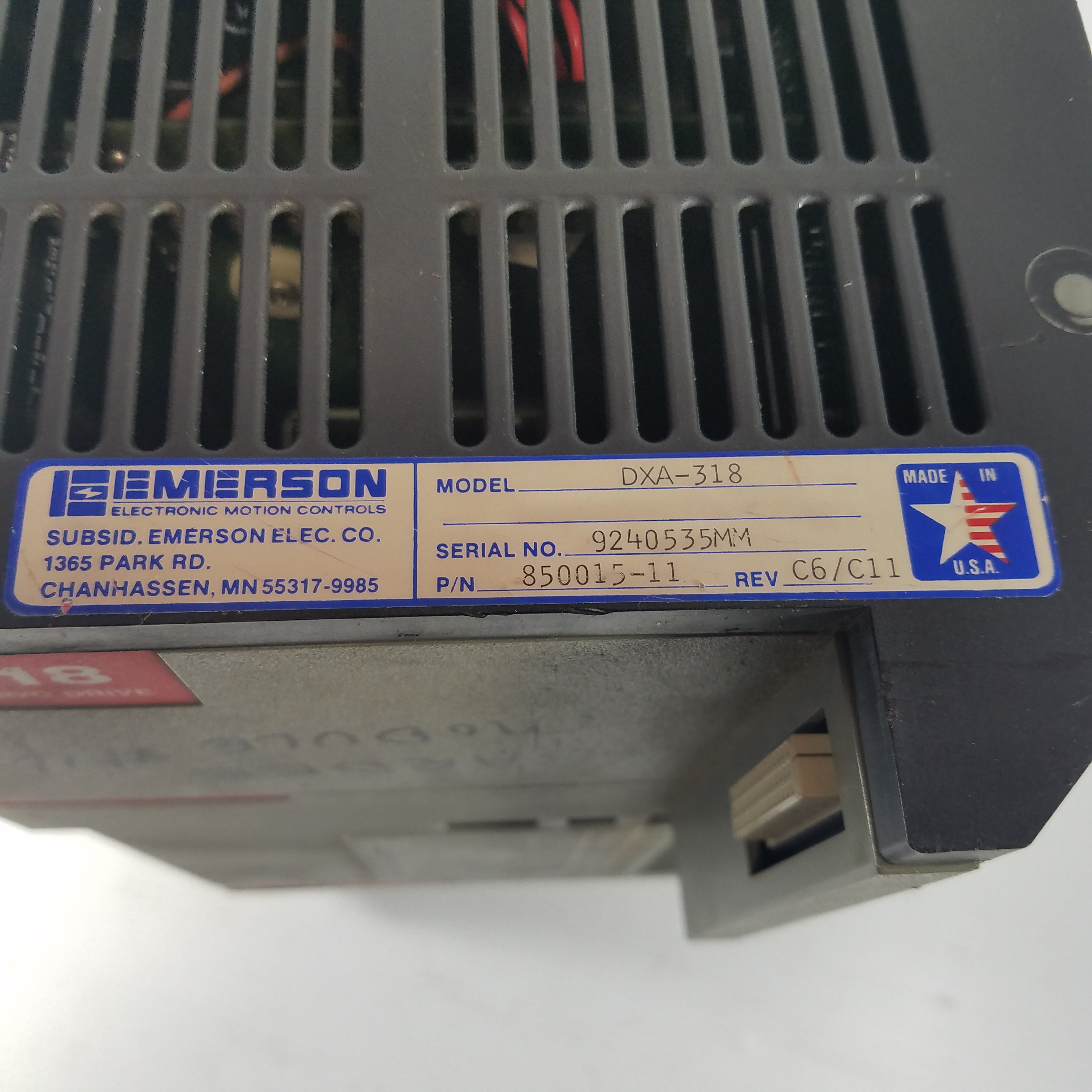Emerson DXA-318 Positioning Servo Drive Rev C6/C11