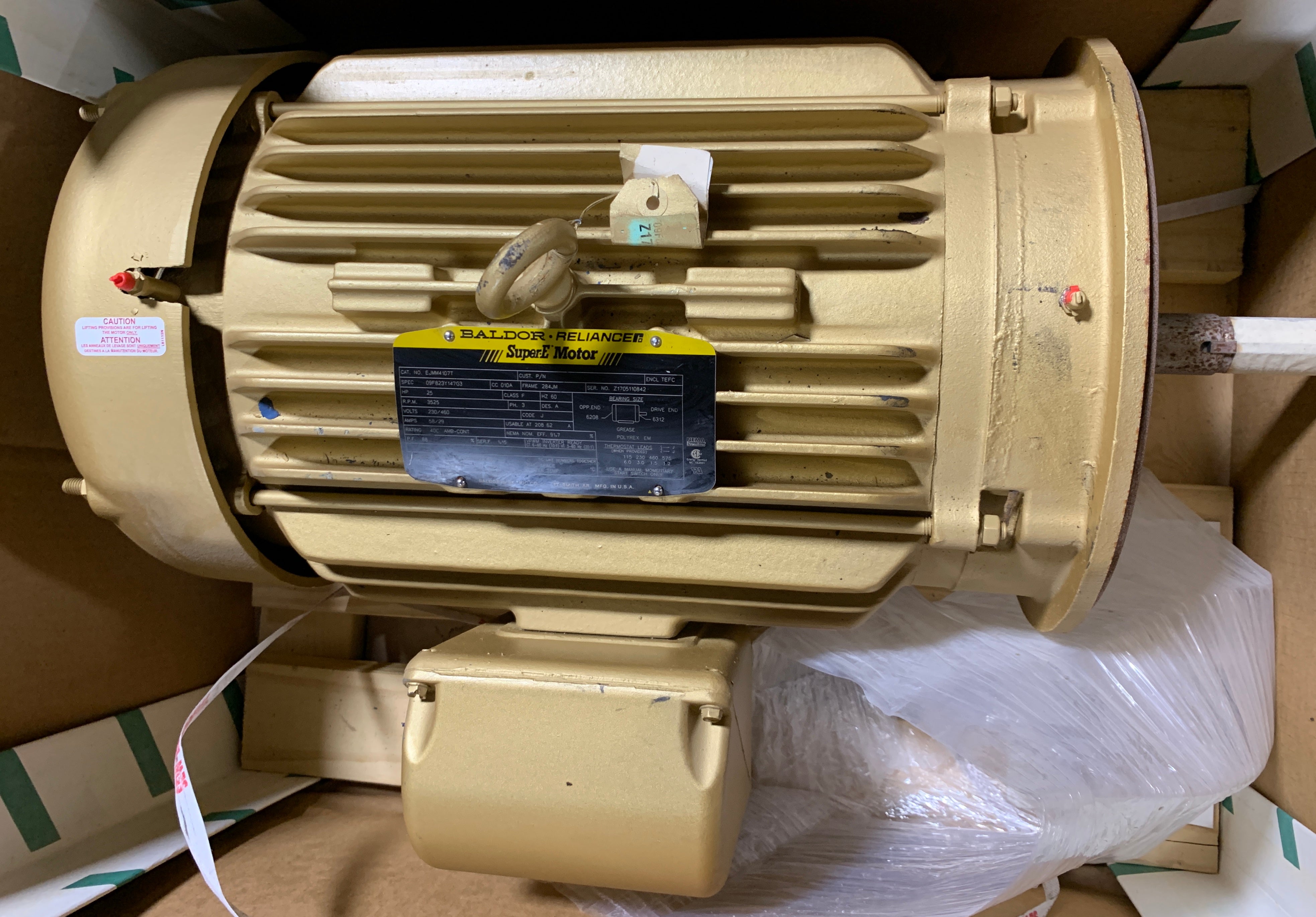 Baldor Reliance EJMM4107T Motor 25 HP 3PH 3525 RPM