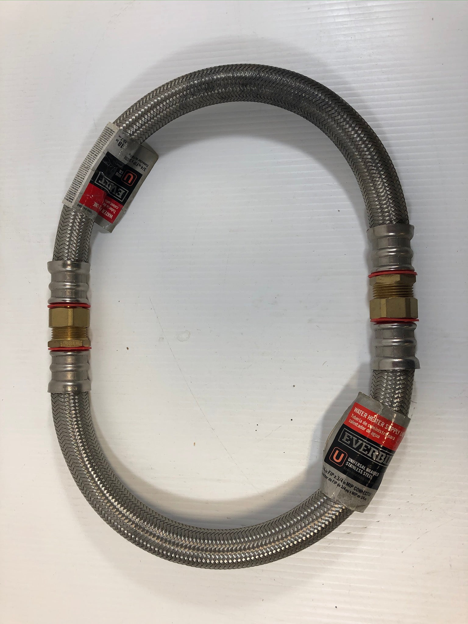 Everbilt Water Heater Supply Line Universal Braided Stainless Steel Hose 3/4x18"