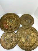 Vintage Brass Relief Wall Hangings Lot of 4 (2 damaged and some paint)