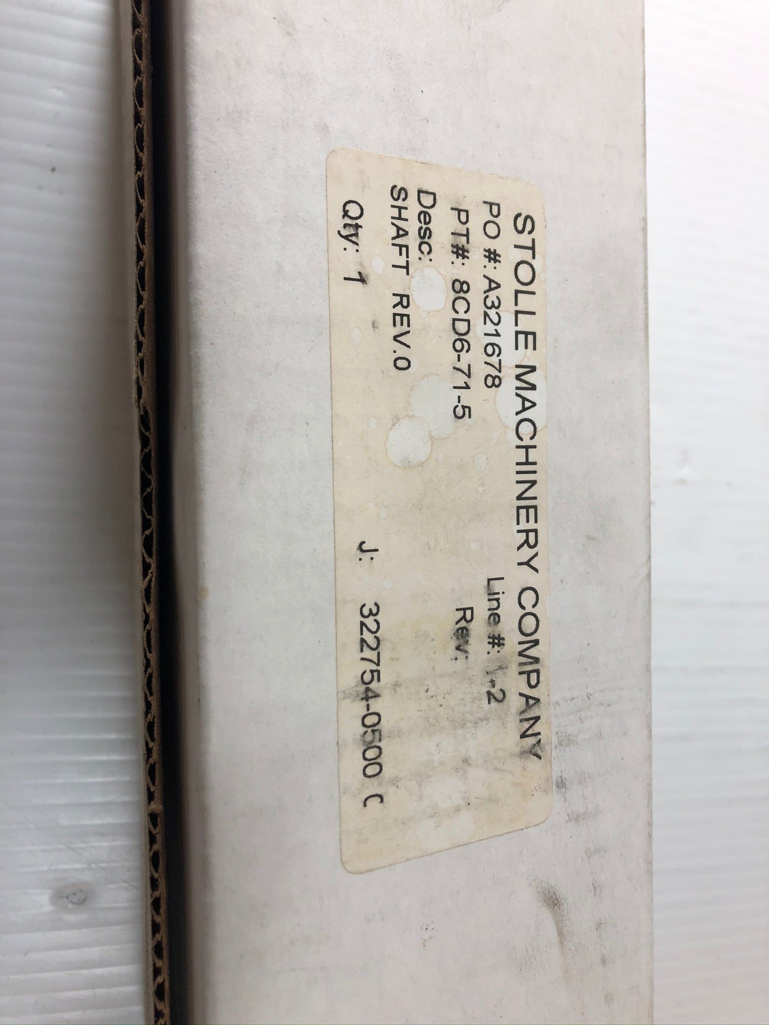 Stolle Machinery 8CD6-71-5 Shaft Rev. 0 322754-0500 C