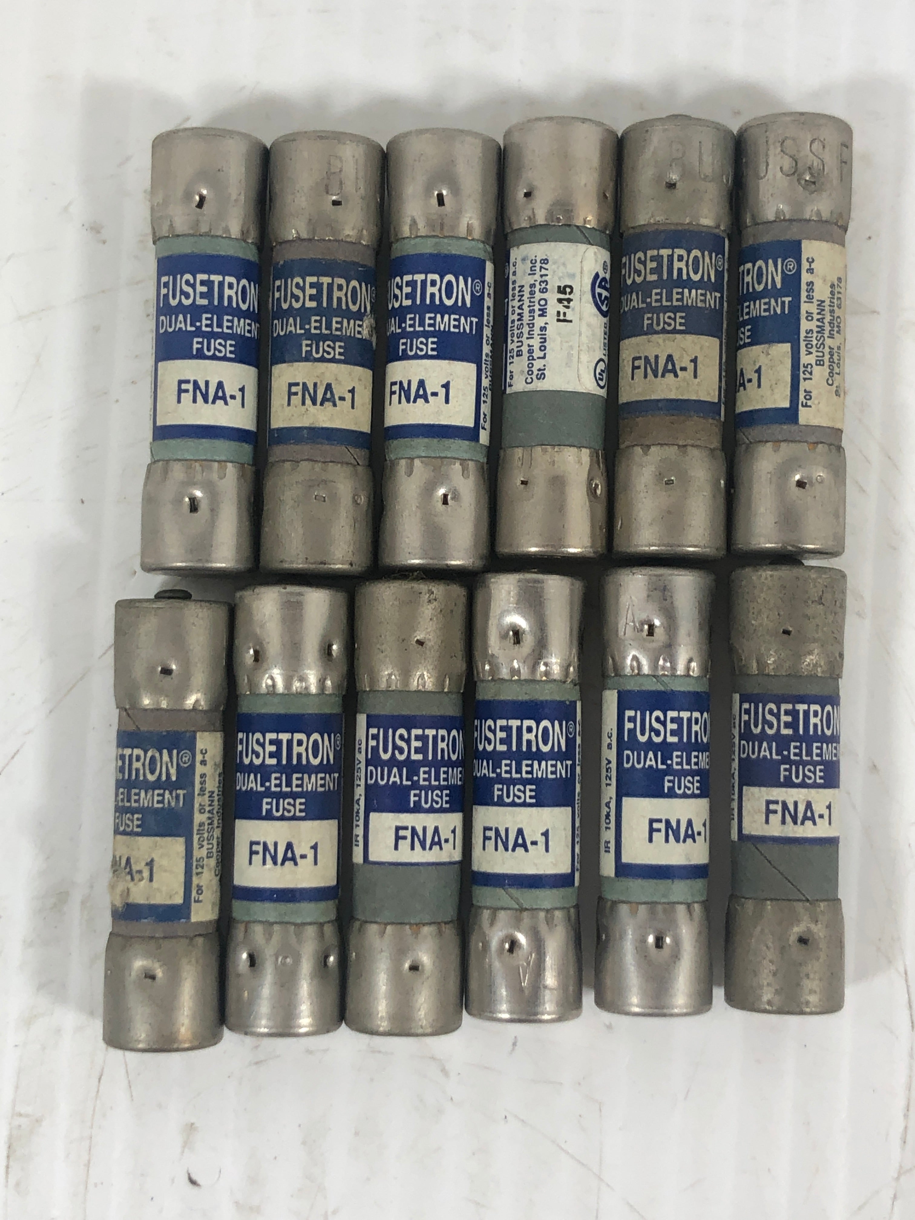 Buss Fusetron FNA 1 Dual Element Fuse - Lot of 12