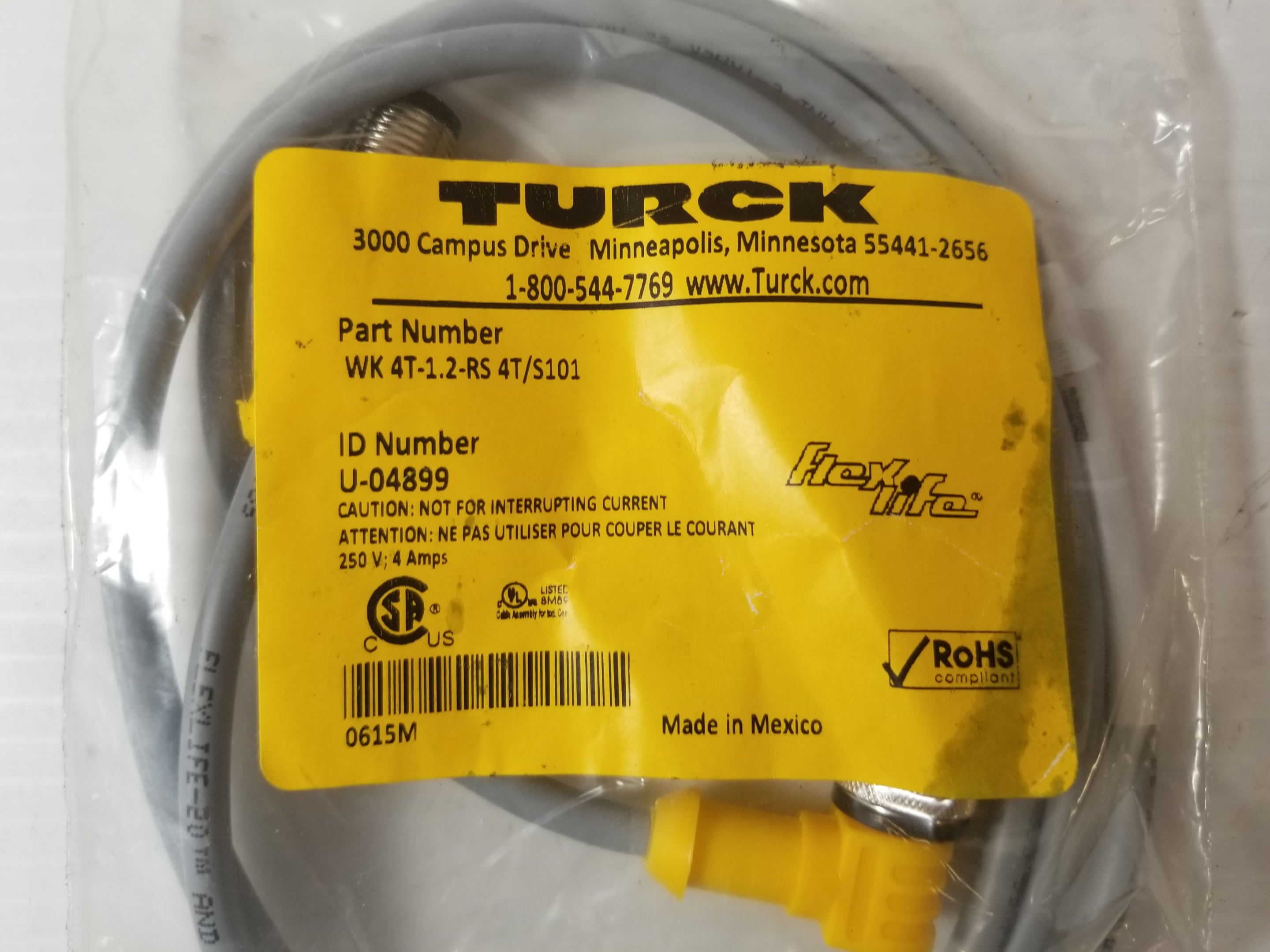 Turck WK 4T-1.2-RS 4T/S101 Eurofast Series Cordset