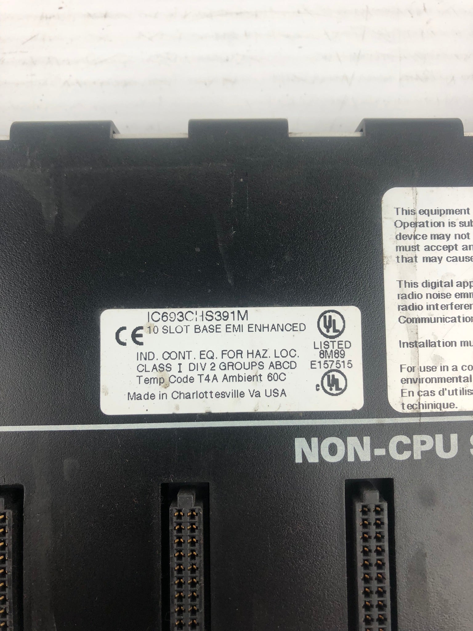 GE Fanuc IC693CHS391M 10 Slot Base EMI Enhanced