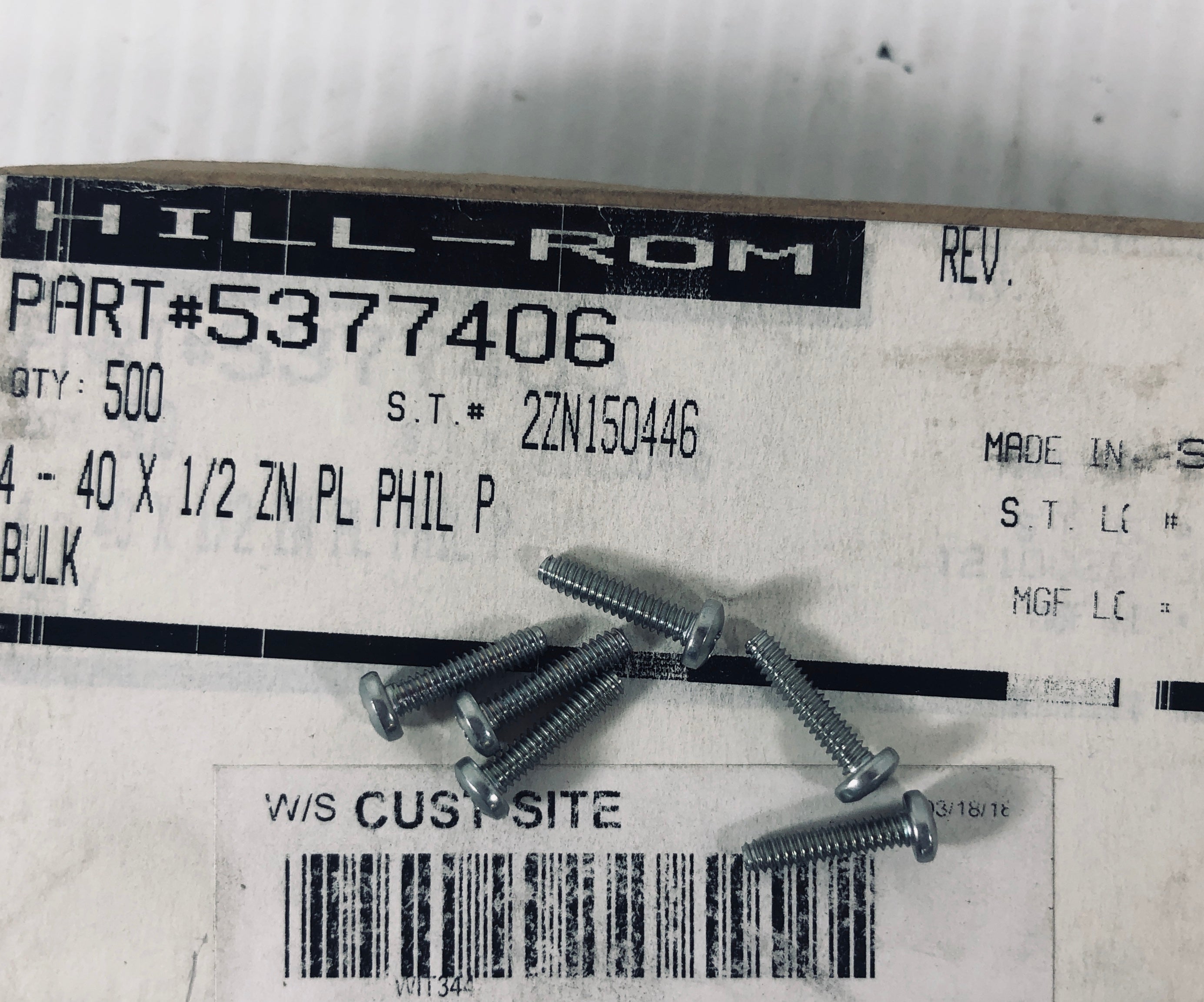 Screw 4-40 x 1/2 ZN PL Phil P 5377406 - Lot of 300
