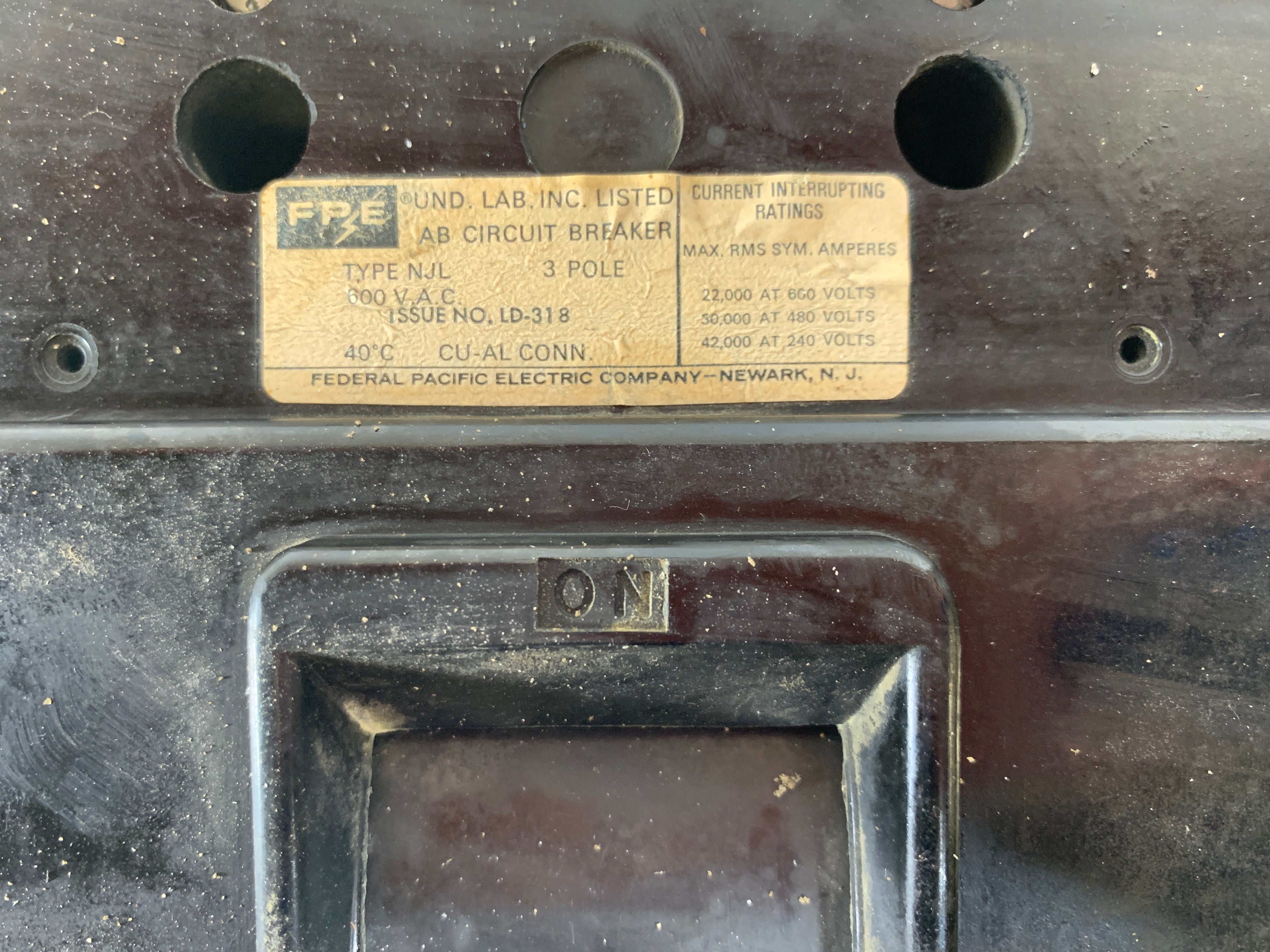 FPE Circuit Breaker 225 Amp LD-318 3 Pole