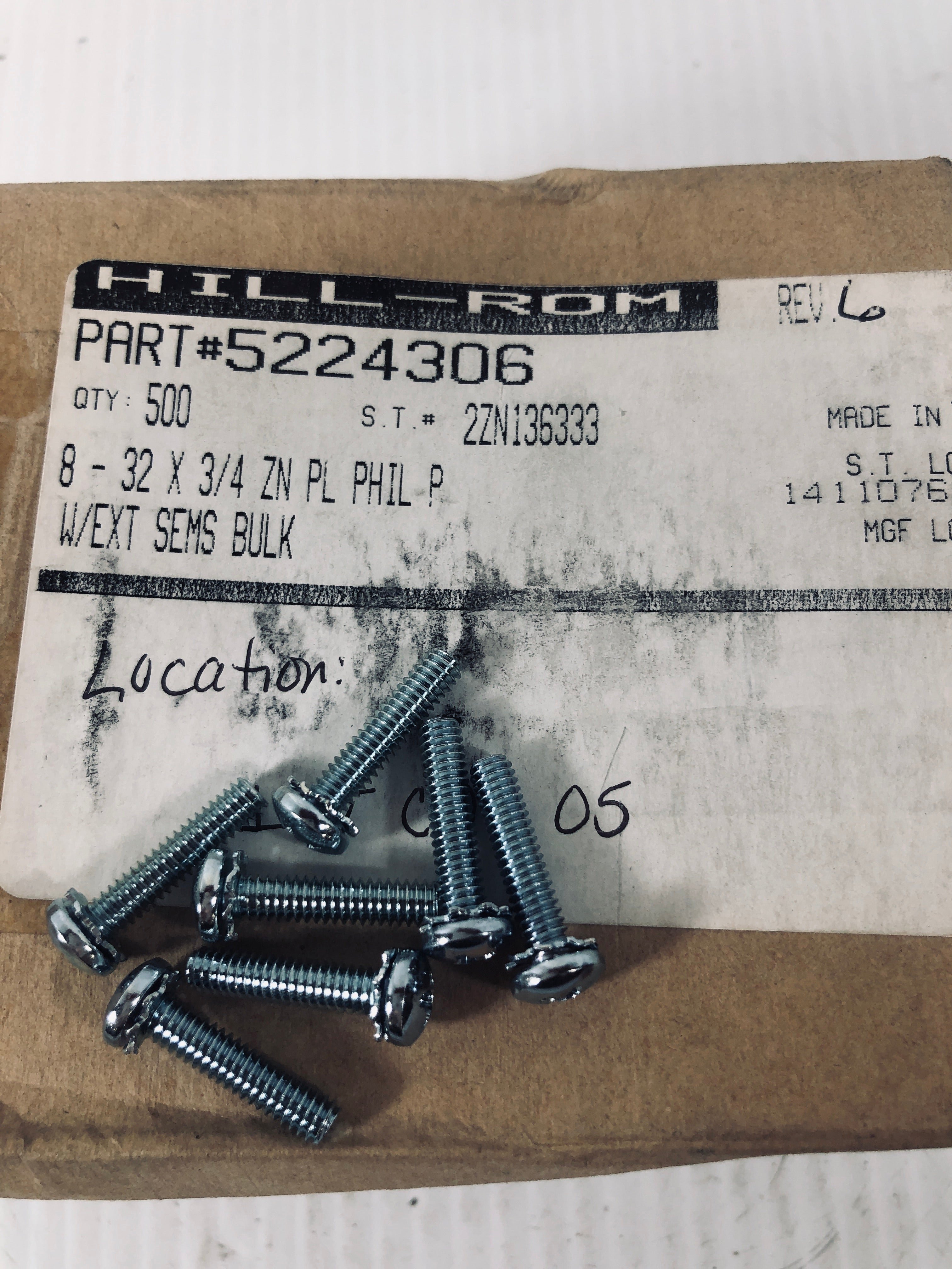 Screw 8-32 x 3/4 ZN PL Phil P 5224306 Box of 400