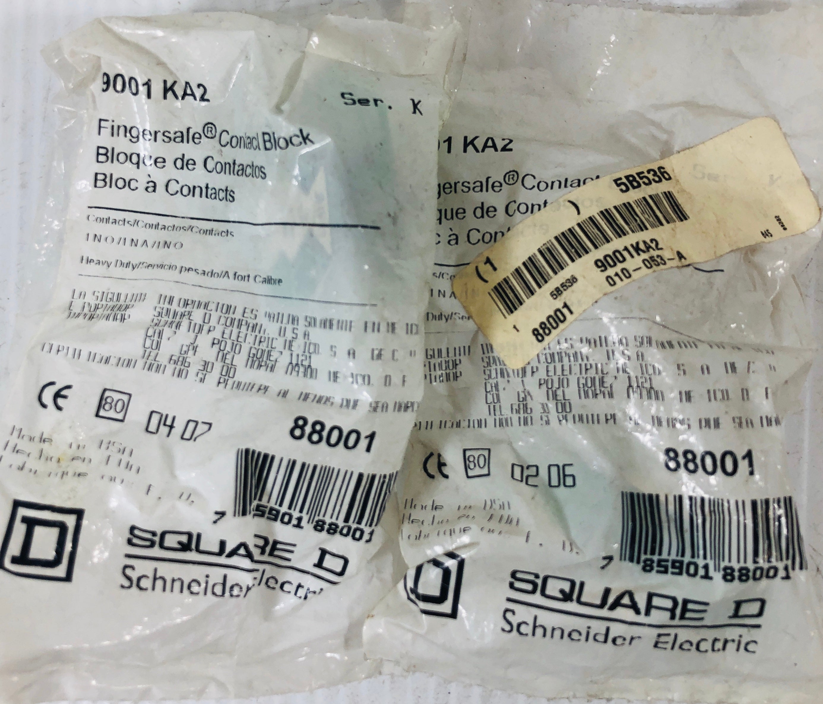 Square D Fingersafe Contact Block Series K 88001 (Lot of 2)