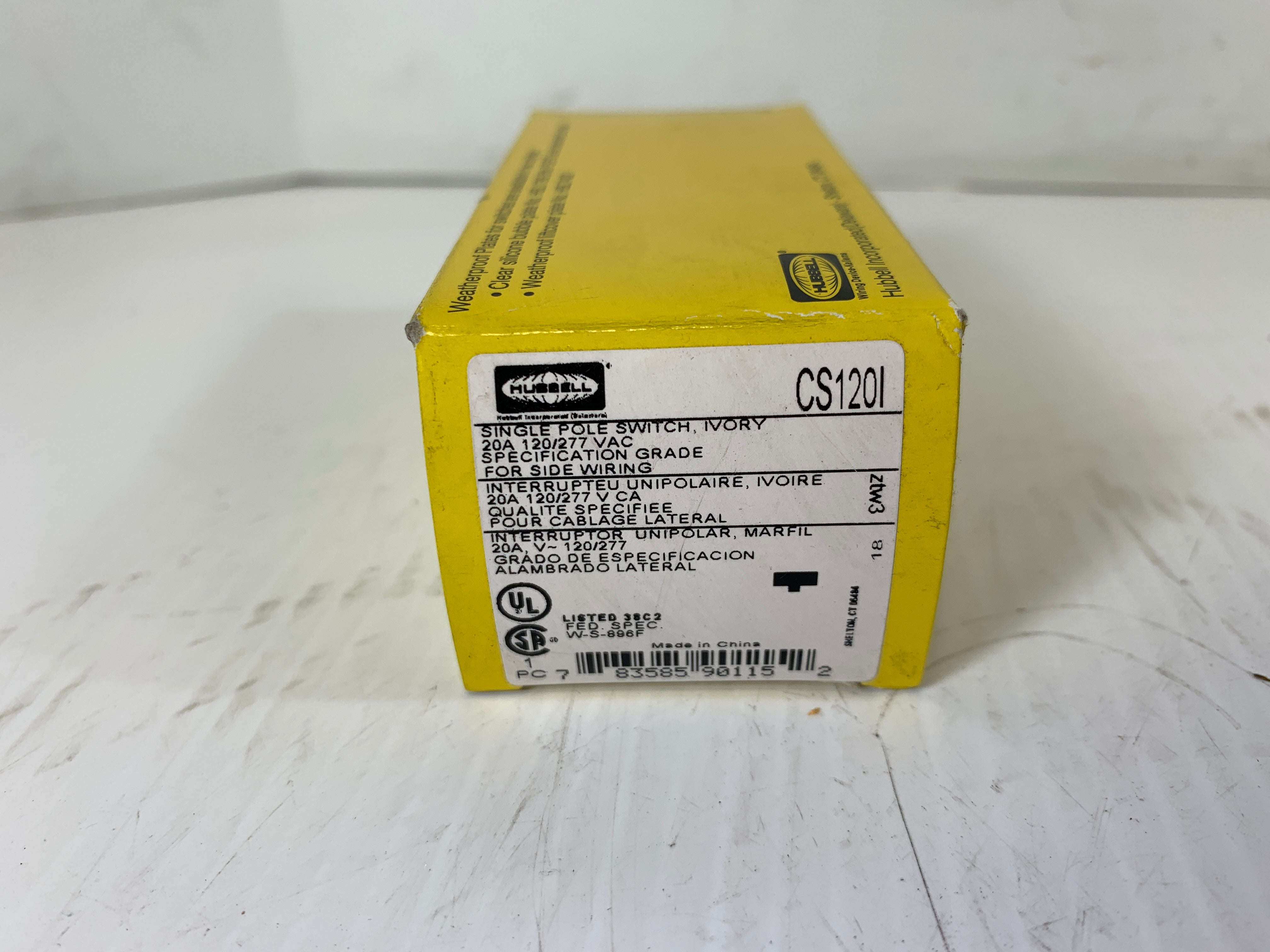 Hubbell Light Switch CS1201 Single Pole Ivory 20A